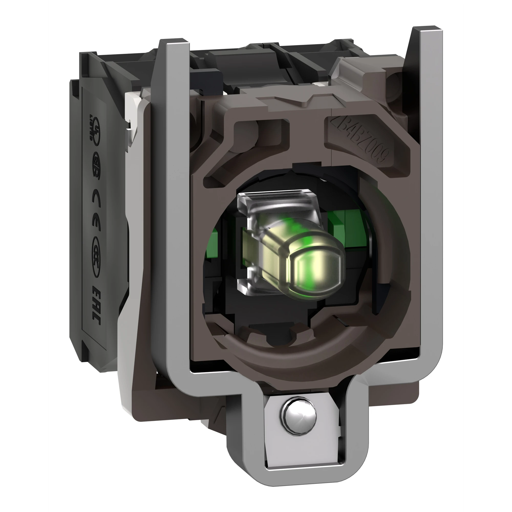 Schneider Electric ZB4BW0B134 Auxiliary contact block with mounting flange, Harmony XB4, Metal, white, universal LED, 2S, 24V ACDC (img_001)