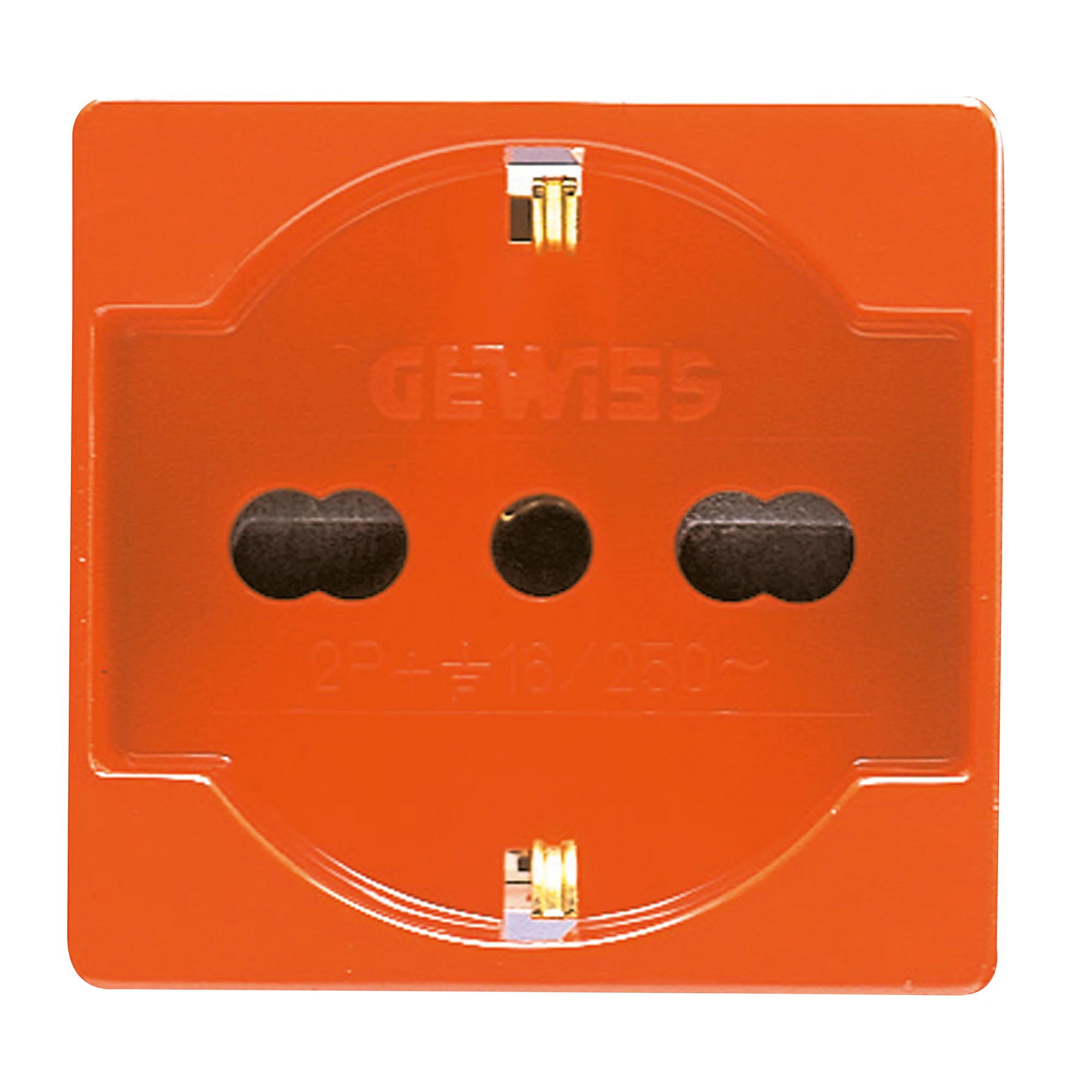 GEWISS GW20287 ITALIAN/GERMAN STANDARD SOCKET-OUTLET 250V ac - FOR DEDICATED LINES - 2P+E 16A DUAL AMPERAGE - P40 - 2 MODULES - ORANGE - SYSTEM (img_001) GEWISS GW20287 ITALIAN/GERMAN STANDARD SOCKET-OUTLET 250V ac - FOR DEDICATED LINES - 2P+E 16A DUAL AMPERAGE - P40 - 2 MODULES - ORANGE - SYSTEM (img_001)