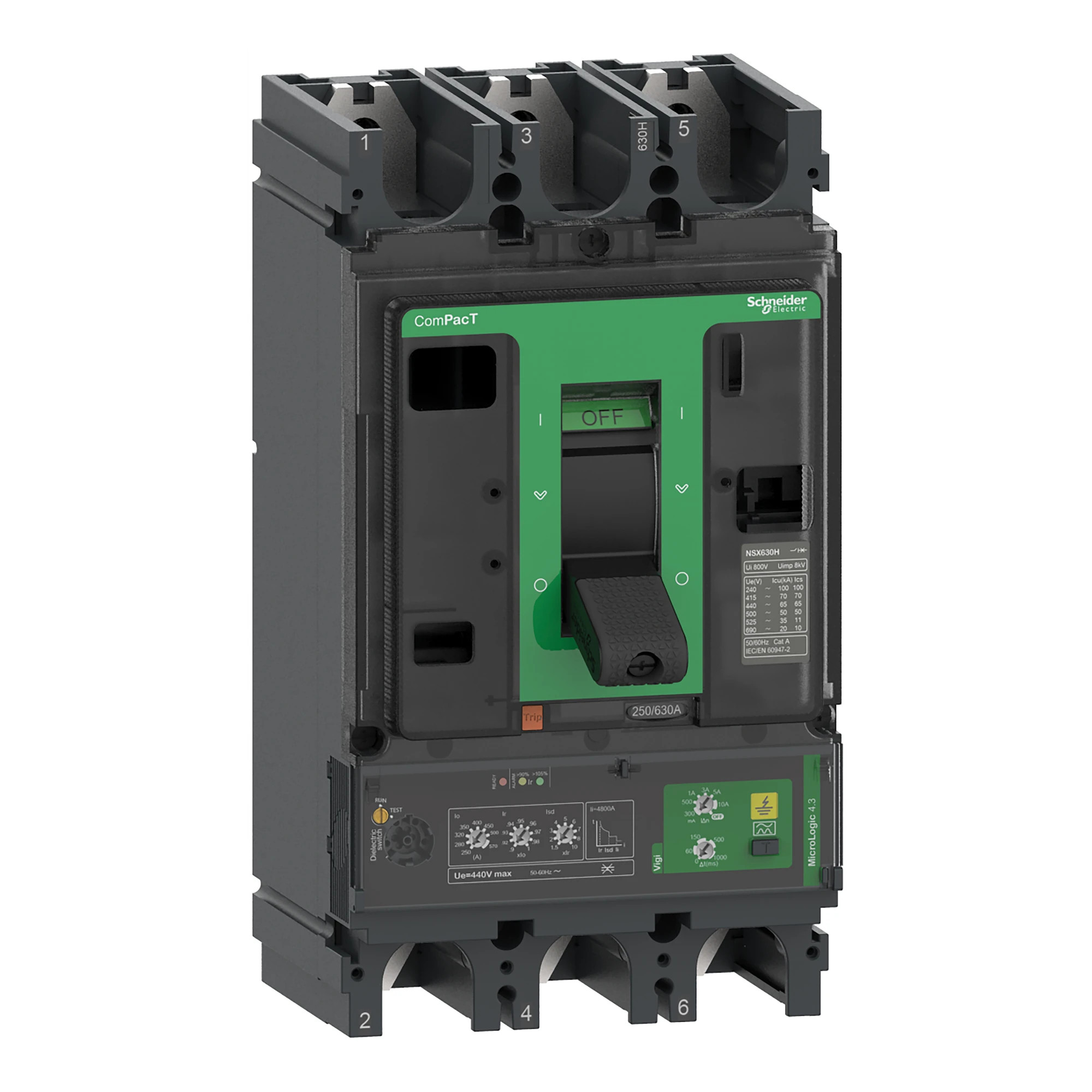 Schneider Electric C63N34V570 Compact circuit breaker ComPacT NSX630N with Micrologic 4.3 250-570A, 3P3D 50kA/415V AC (img_001)