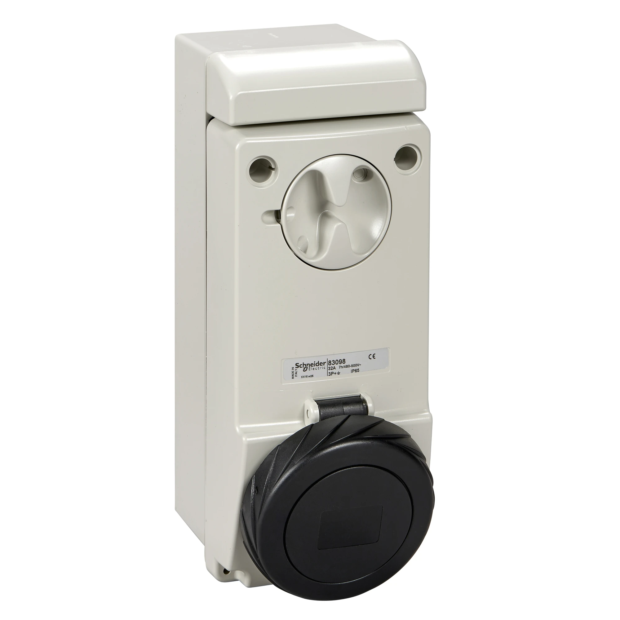 Schneider Electric 83098 Wall-mounted socket locked, 32A, 3p+E, 480-500 V AC, IP65 (img_001) Schneider Electric 83098 Wall-mounted socket locked, 32A, 3p+E, 480-500 V AC, IP65 (img_001)