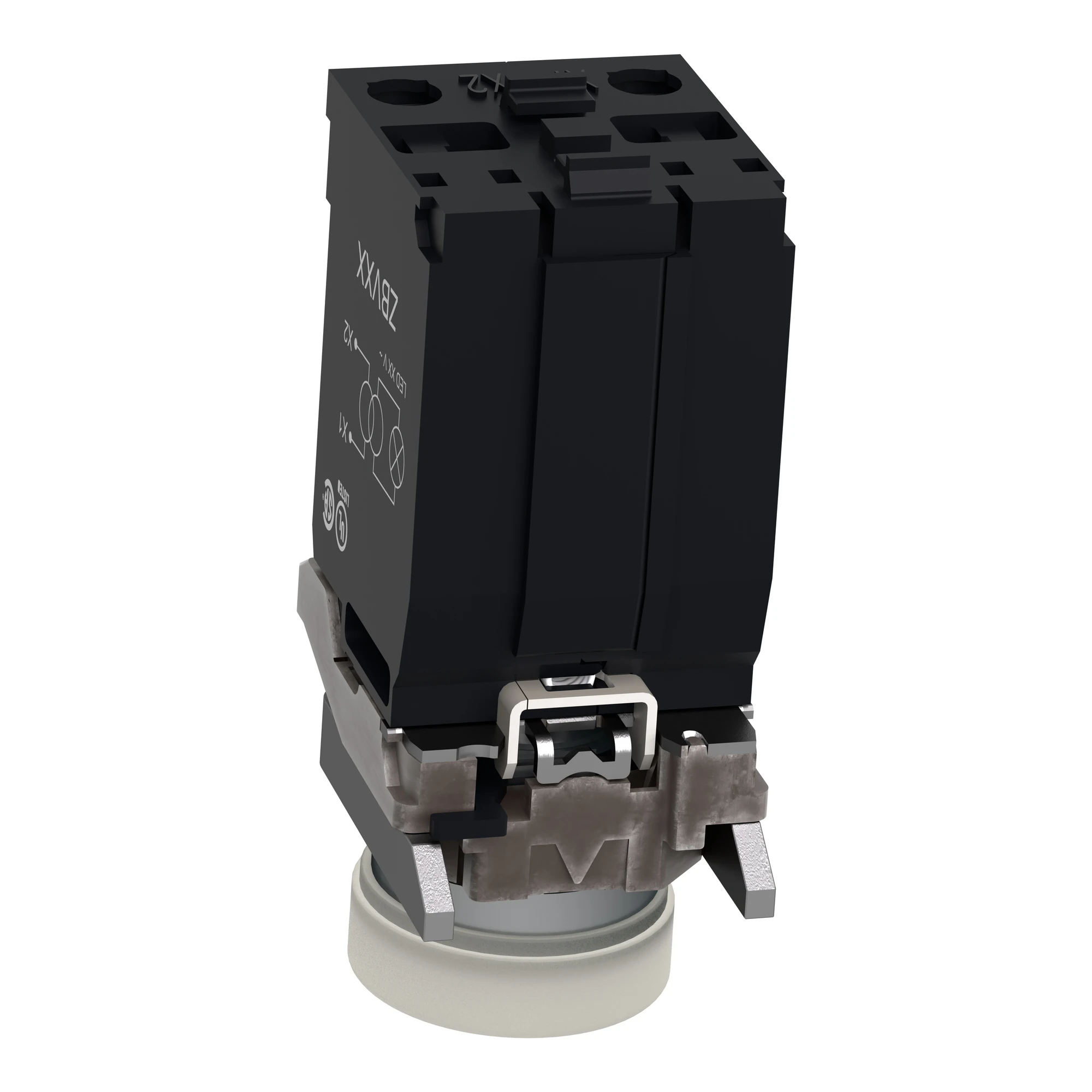 Schneider Electric XB4BV41 Pilot light, Harmony XB4, metal, 22mm, white, with transformer, BA9s incandescent bulb, smooth dome, screw terminal, 230V AC (img_003)