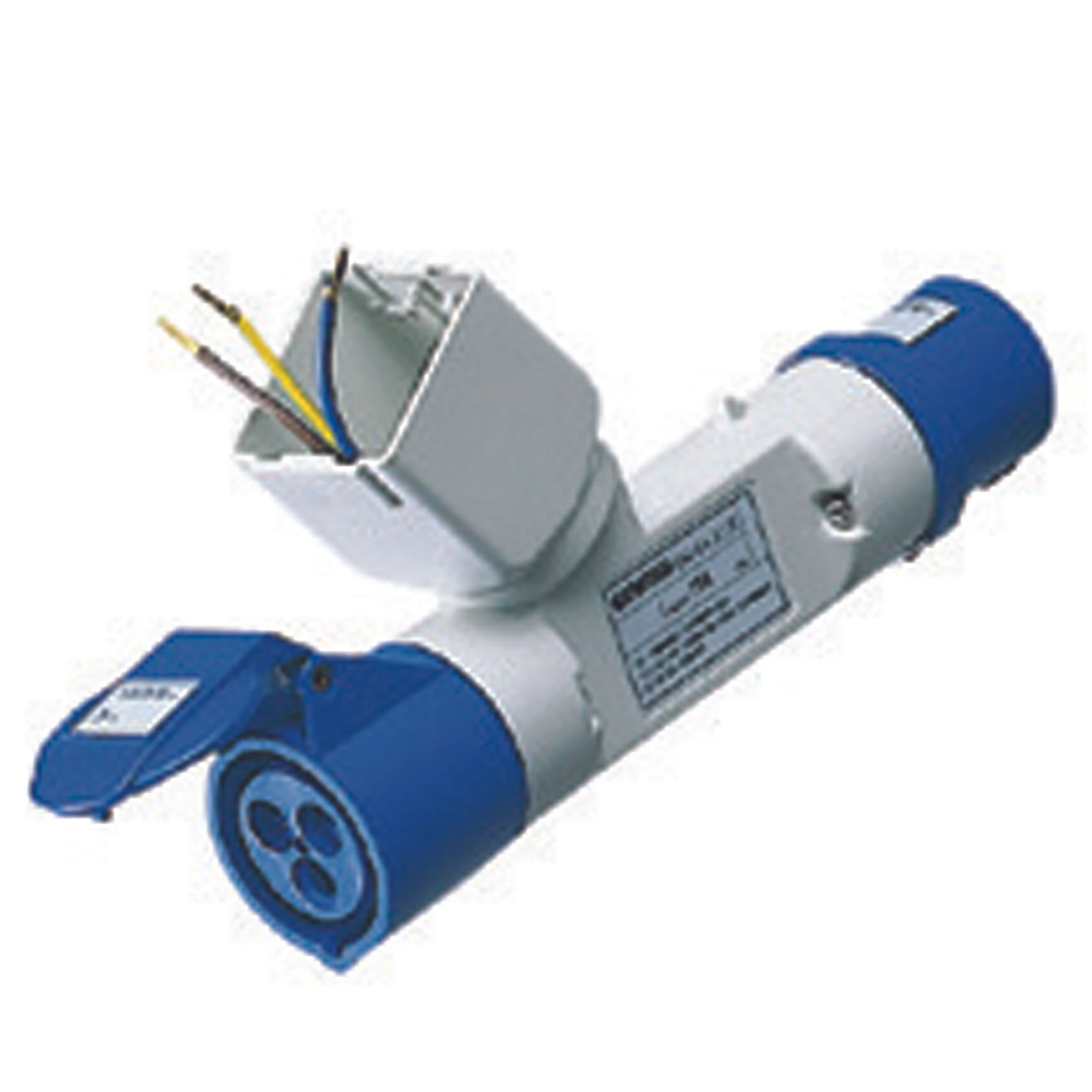 GEWISS GW64223 IEC Zweifachkupplung 230V 16A 6h 3P mit Stecker + Adapter 2 Leermodule System IP44 (img_001)