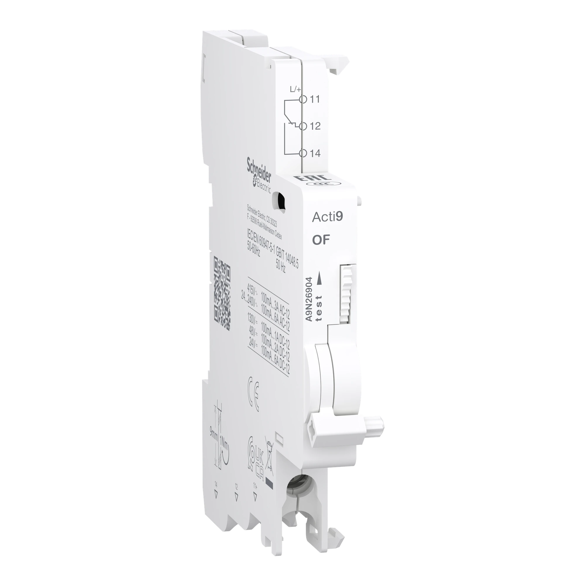 Schneider Electric A9N26904 Auxiliary switch, Acti9, OF 1OC, 100mA - 6A, AC/DC, bottom connection (img_001) Schneider Electric A9N26904 Auxiliary switch, Acti9, OF 1OC, 100mA - 6A, AC/DC, bottom connection (img_001)