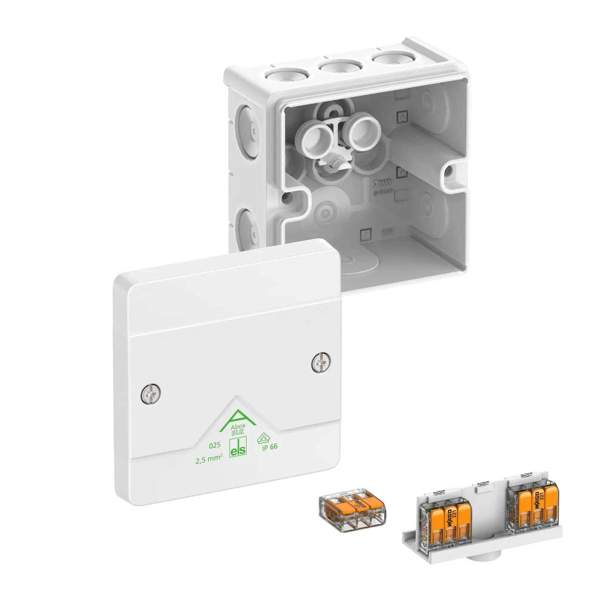 Spelsberg 80217001 Junction box, Type of protection IP66, max. 2,5², Impact strength IK07, Protection class II, Ui 450V AC, Ui 450V DC, DLG, VDE, Halogen free (img_001)
