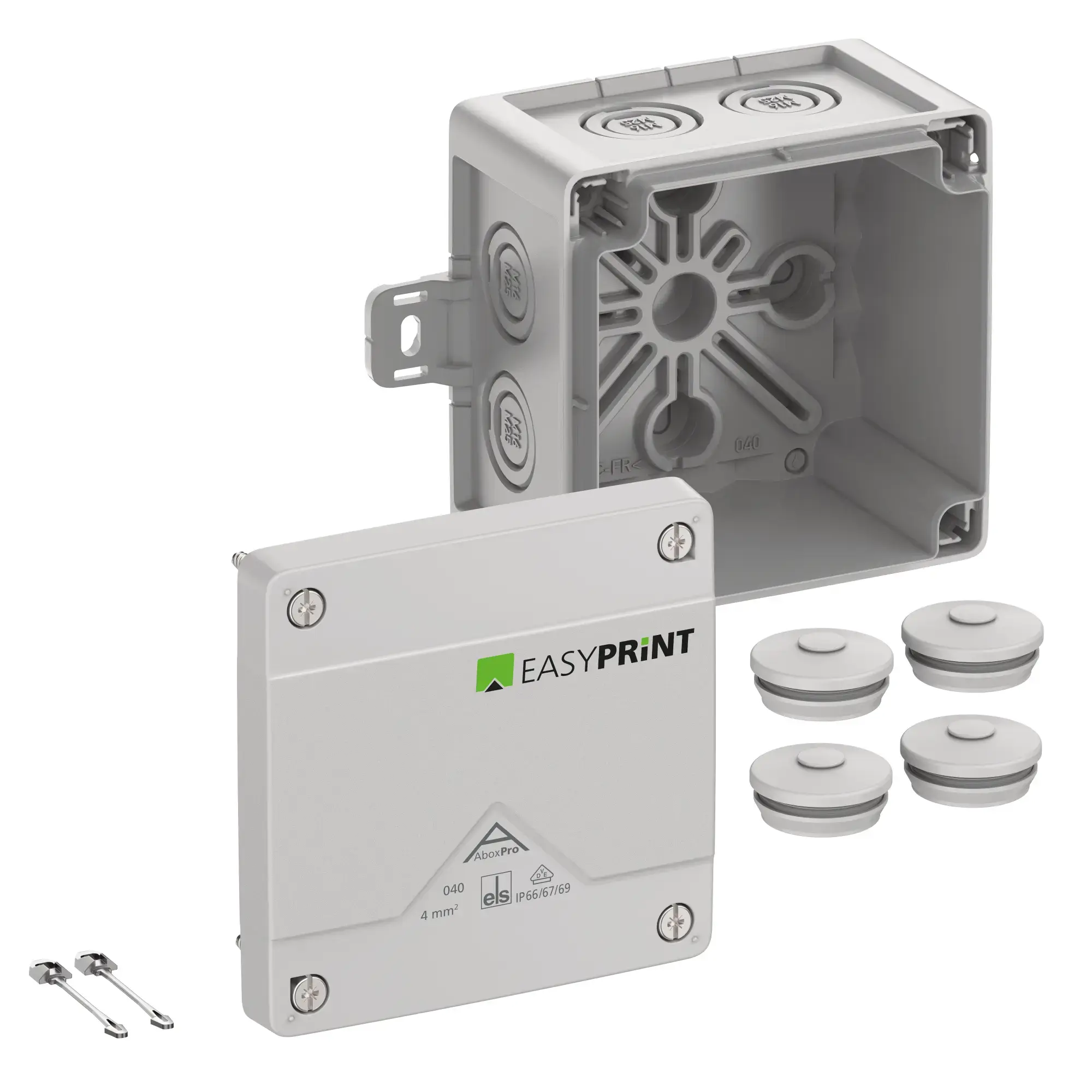 Spelsberg 404401EP Junction box, Type of protection IP66/IP67/IP69, max. 4², IK09, Protection class II, Ui 1000V AC, Ui 1000V DC, DLG, DNV, VDE, Halogen free (img_001)