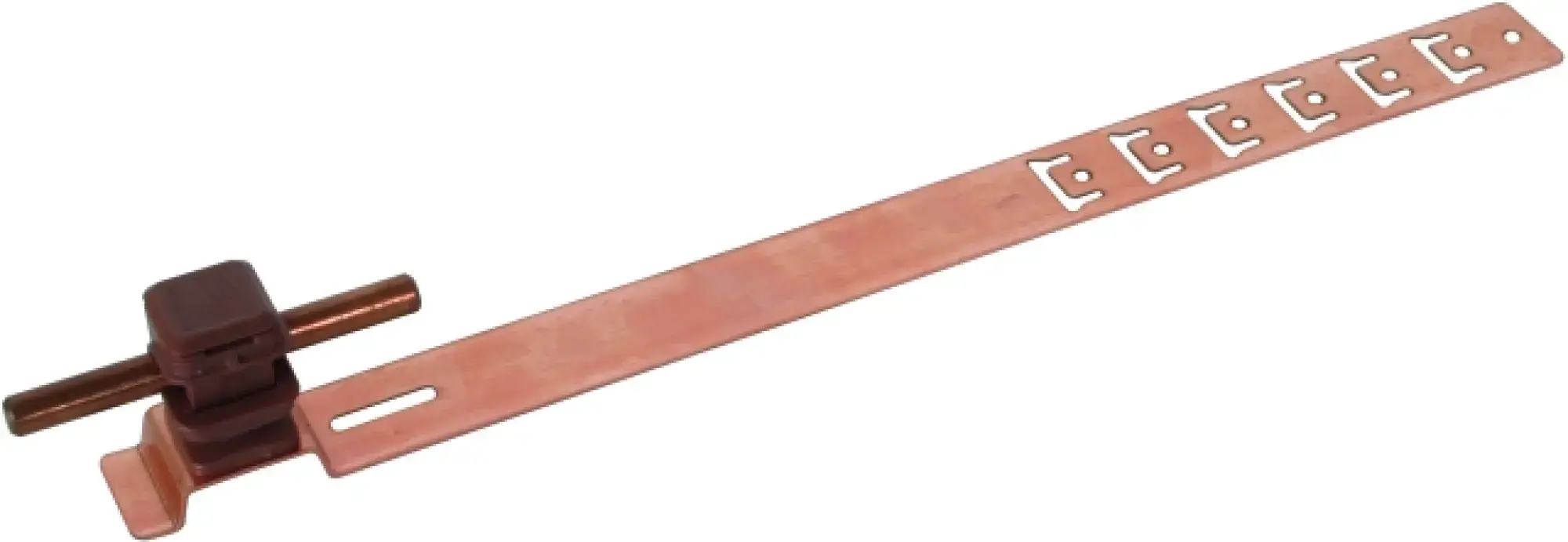 Dehn 204157 Roof cond. hold. UNIsnap Cu/plastic brown H 16mm Rd 8mm, embossed brace L 335mm (img_003)