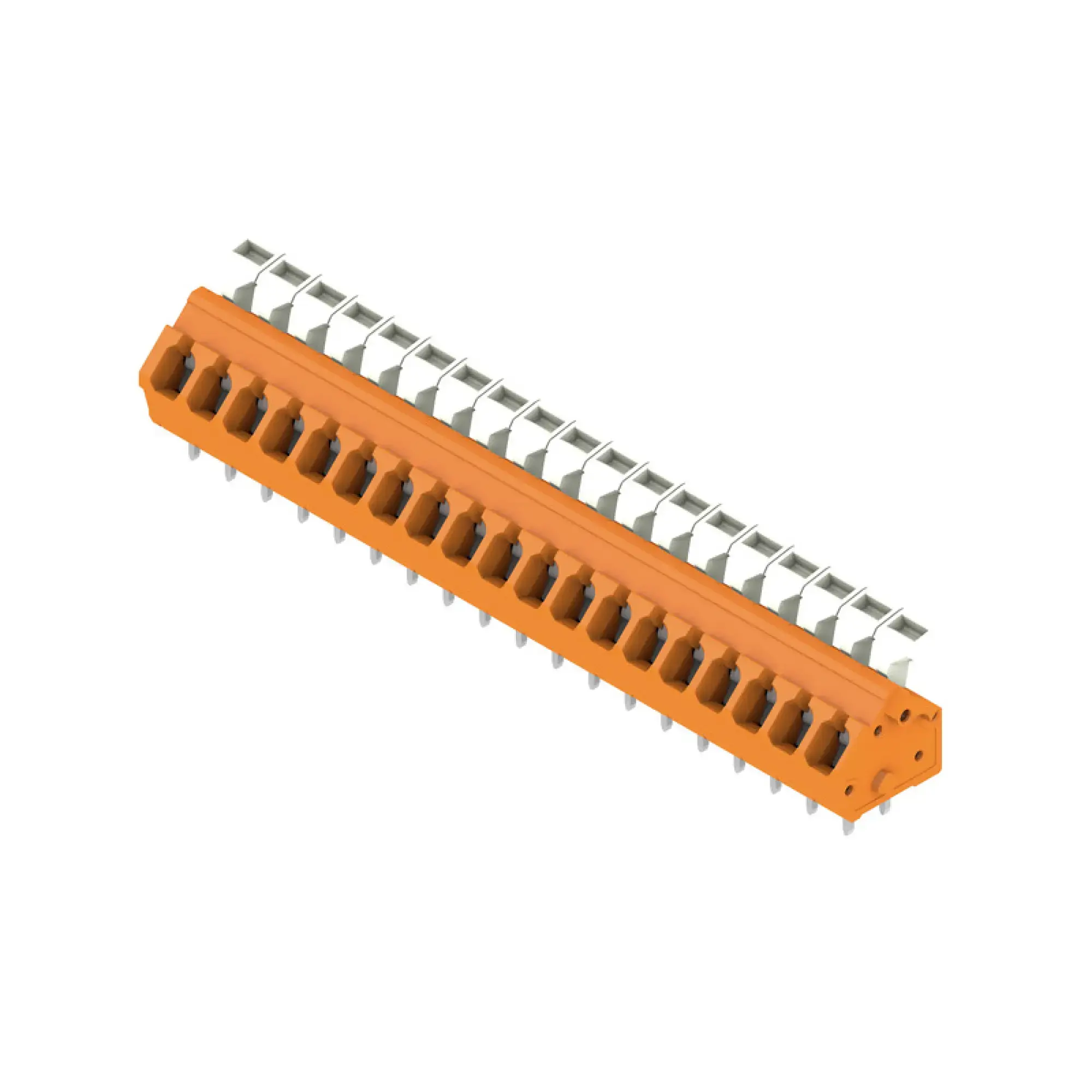 Weidmüller 1958440000 PCB terminal, 320 V, 24 A, Pitch in mm: 5.00, 2.5 mm², Number of poles: 19, Tension clamp connection with actuator, THT solder connection, 135°, Box (img_001)