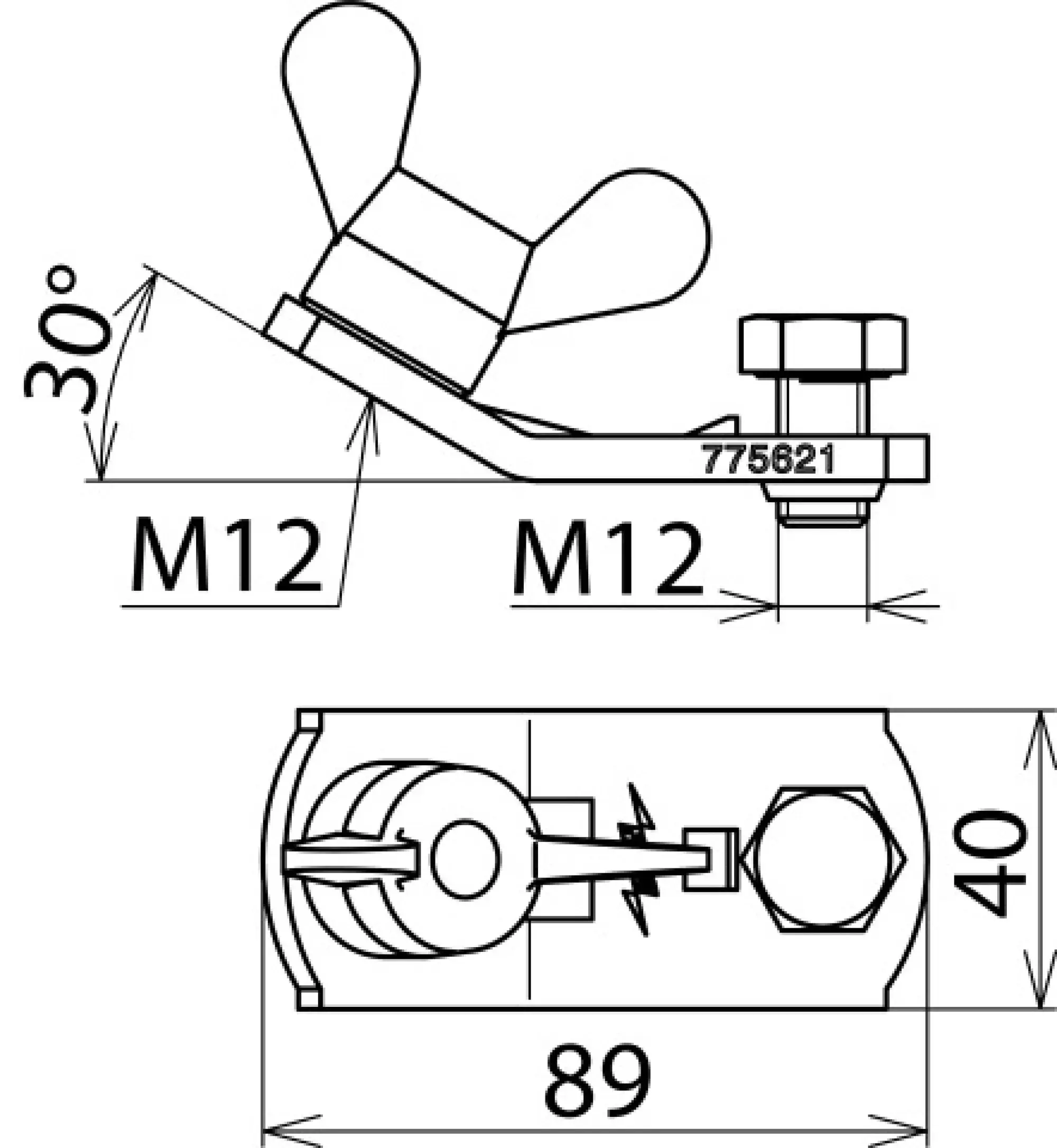 Dehn 775621 Earth connector with wing nut M12 for connecting element PK1 16-150mm² (img_004)