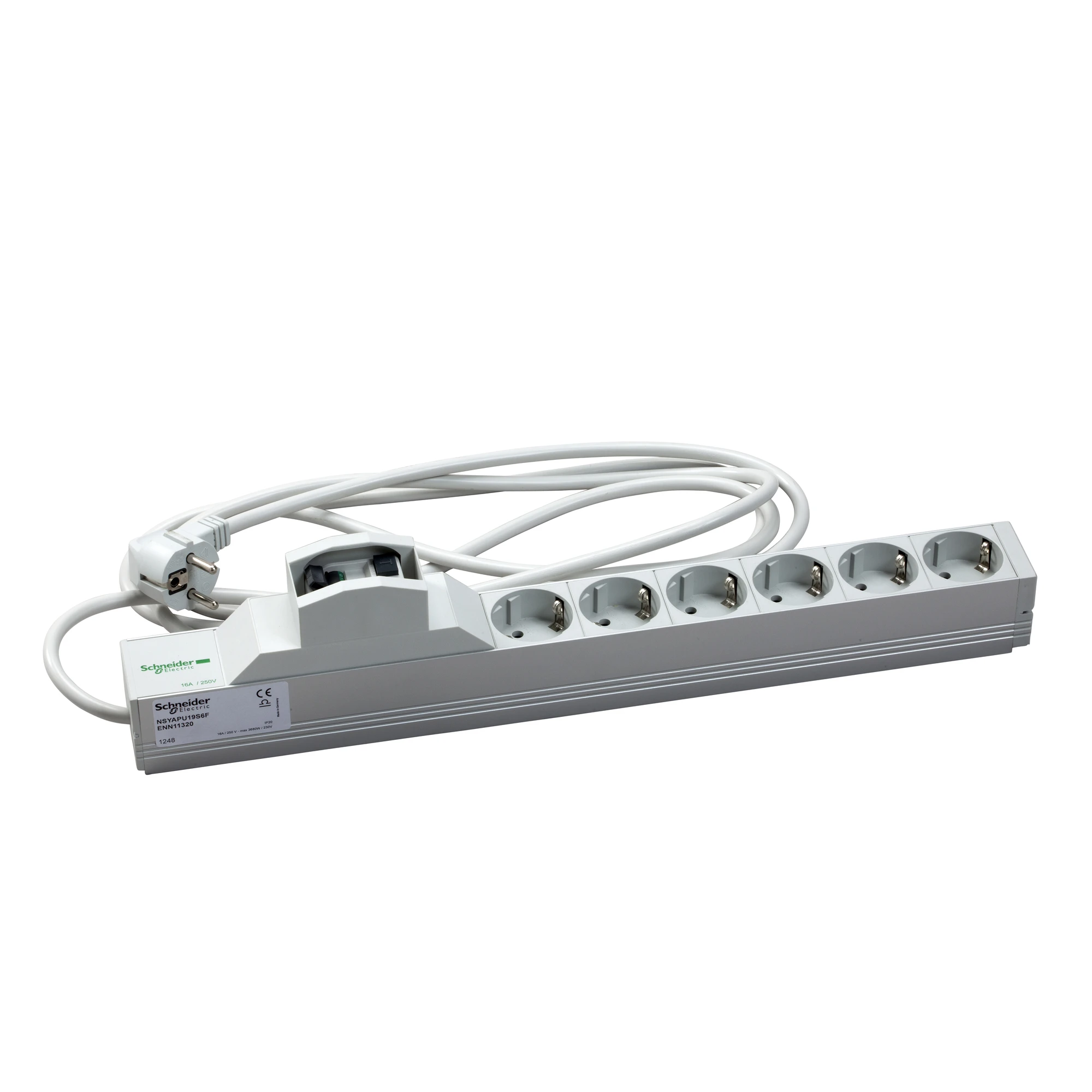 Schneider Electric NSYAPU19S6F Actassi, 1U power distribution strip, 6 sockets+ differential protection 30mA 19P VDE (img_001)