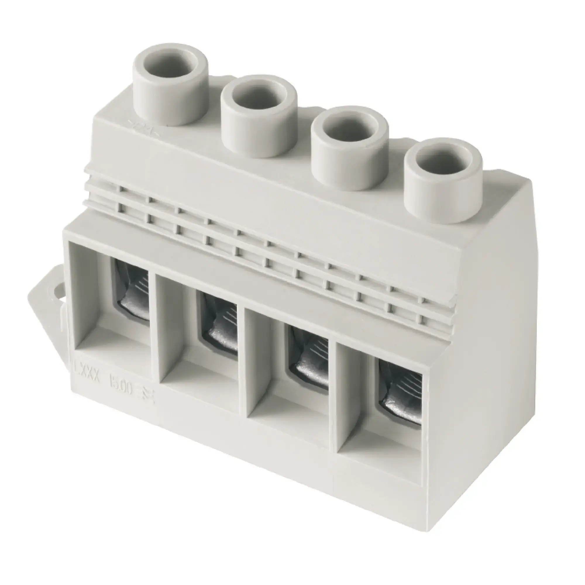 Weidmüller 1047550000 PCB terminal, 1000 V, 150 A, Pitch in mm: 15.00, 50 mm², Number of poles: 4, Clamping yoke connection, THT solder connection, 90°, Box (img_001)