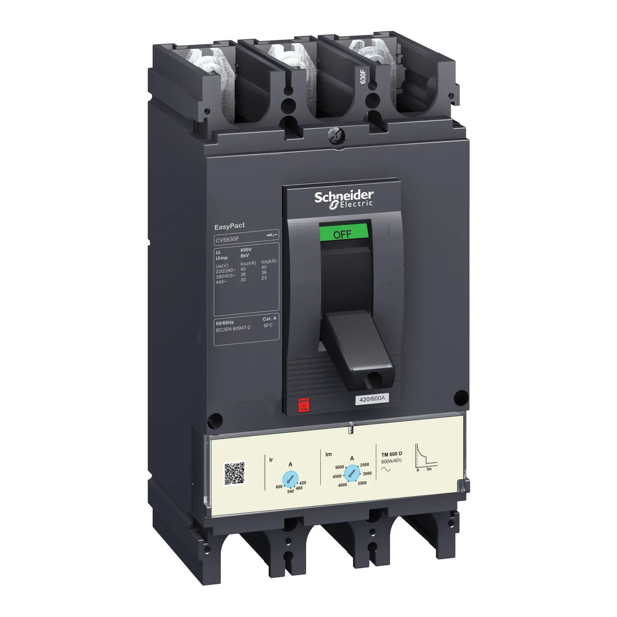 Schneider Electric LV563306 EasyPact CVS630F Leistungsschalter, 36 kA bei 415 VAC, 3P 3d, TM-D 600 A Auslöser (img_002)