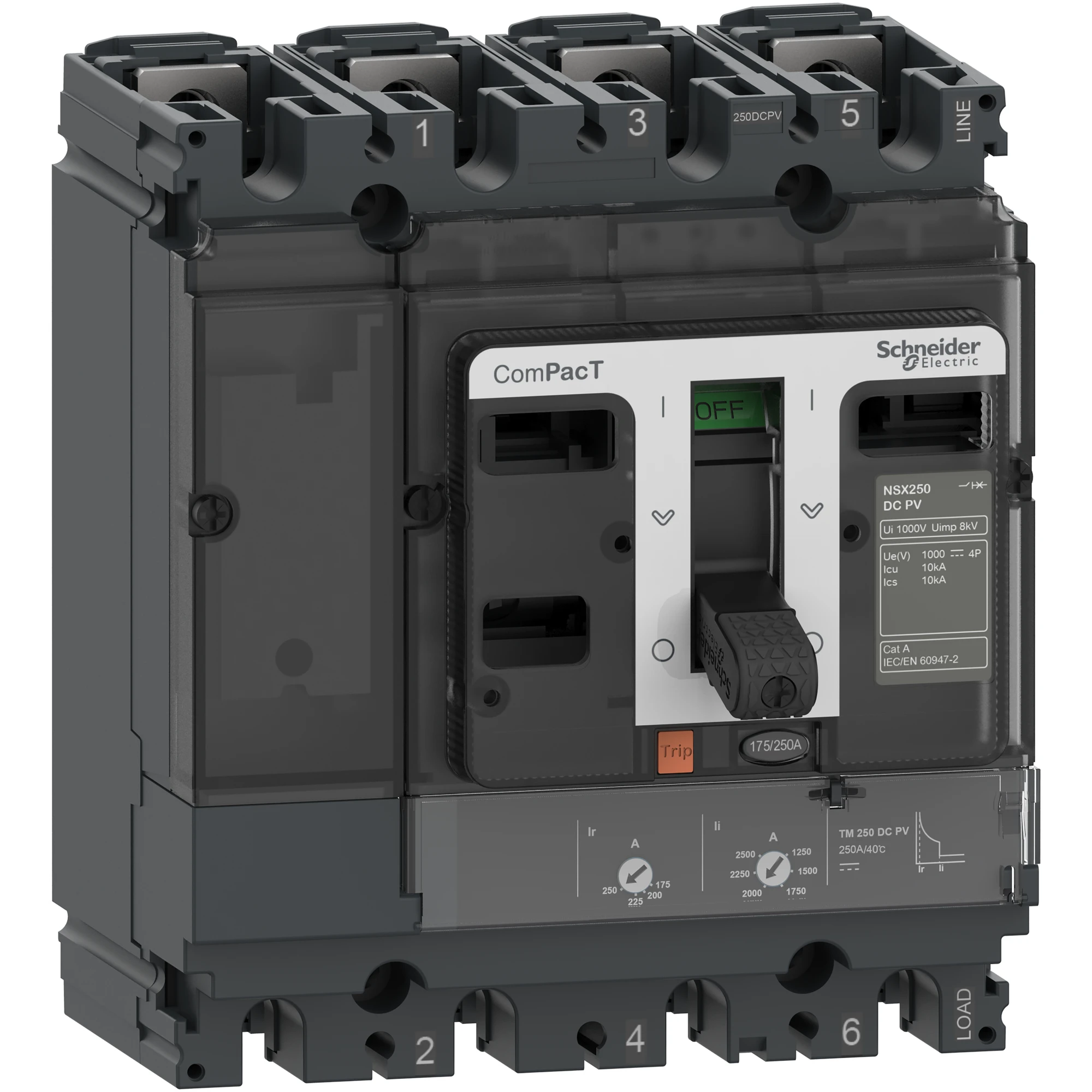 Schneider Electric C16F4TM160D1 Compact Circuit Breaker ComPacT NSX160 DC PV TM-D 4P 160A, 10kA/1000V DC (img_001) Schneider Electric C16F4TM160D1 Compact Circuit Breaker ComPacT NSX160 DC PV TM-D 4P 160A, 10kA/1000V DC (img_001)