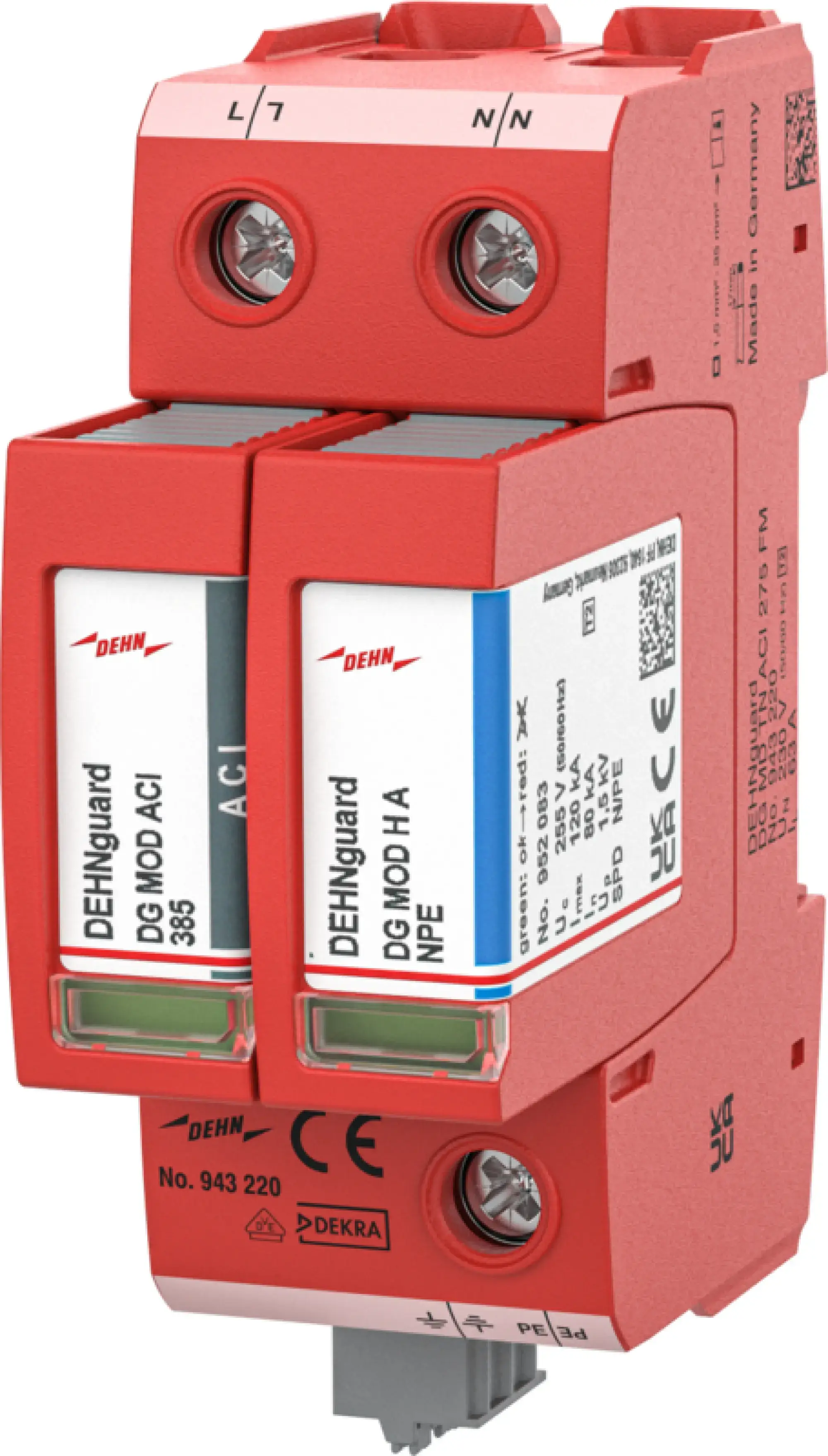 Dehn 943220 Ueberspannungsableiter Typ 2 DEHNguard MD 2-polig fuer TN-Systeme mit ACI (img_001) Dehn 943220 Ueberspannungsableiter Typ 2 DEHNguard MD 2-polig fuer TN-Systeme mit ACI (img_001)