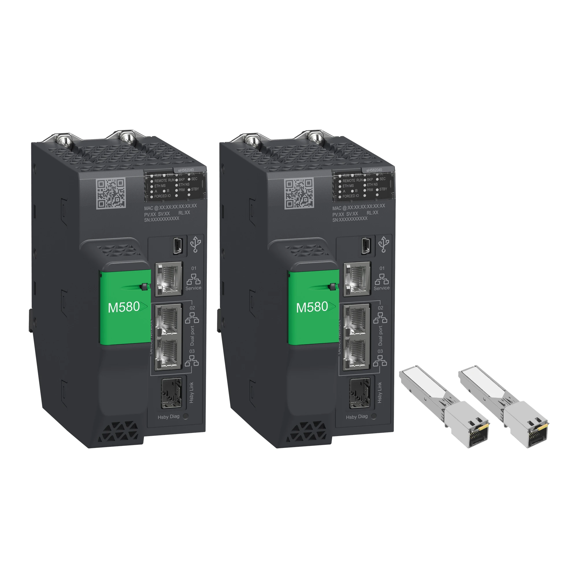 Schneider Electric BMEH582040K Kit for Modicon M580 HSBY CPU modules consisting of 2x BMEH582040 + 2x 490NAC0100 (img_001) Schneider Electric BMEH582040K Kit for Modicon M580 HSBY CPU modules consisting of 2x BMEH582040 + 2x 490NAC0100 (img_001)