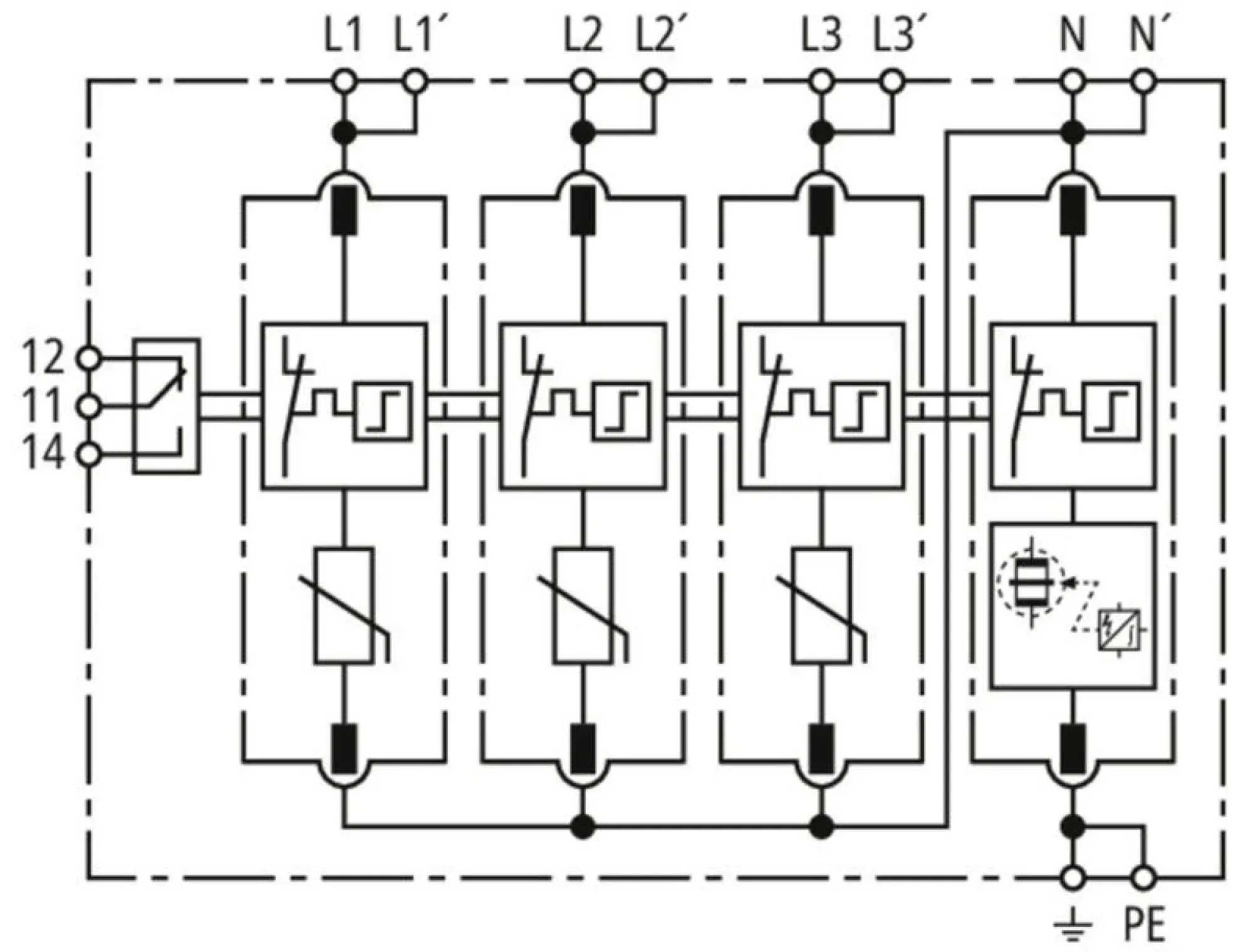 Dehn 943385 Ueberspannungsableiter Typ 2 DEHNguard MD 4-polig fuer TT- und TN-S-Systeme (img_003)