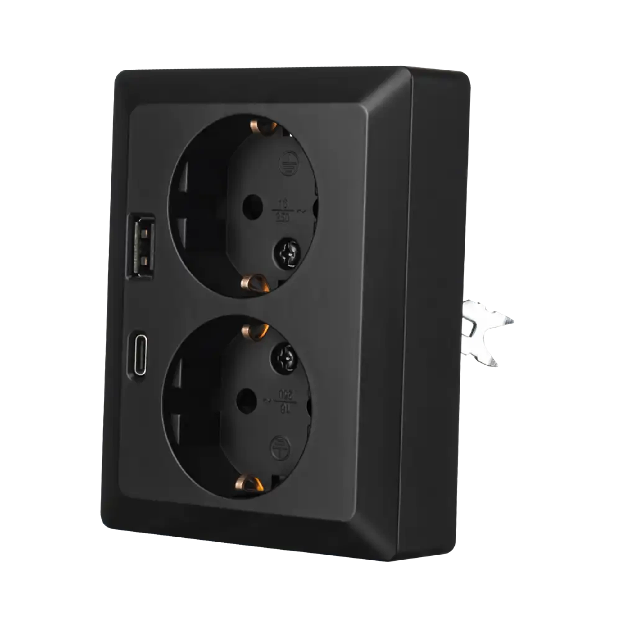 ION INDUSTRIES 10.300.616 Wall socket Half-Mounted 2-gang USB A + USB C Matt Black (img_005) ION INDUSTRIES 10.300.616 Wall socket Half-Mounted 2-gang USB A + USB C Matt Black (img_005)