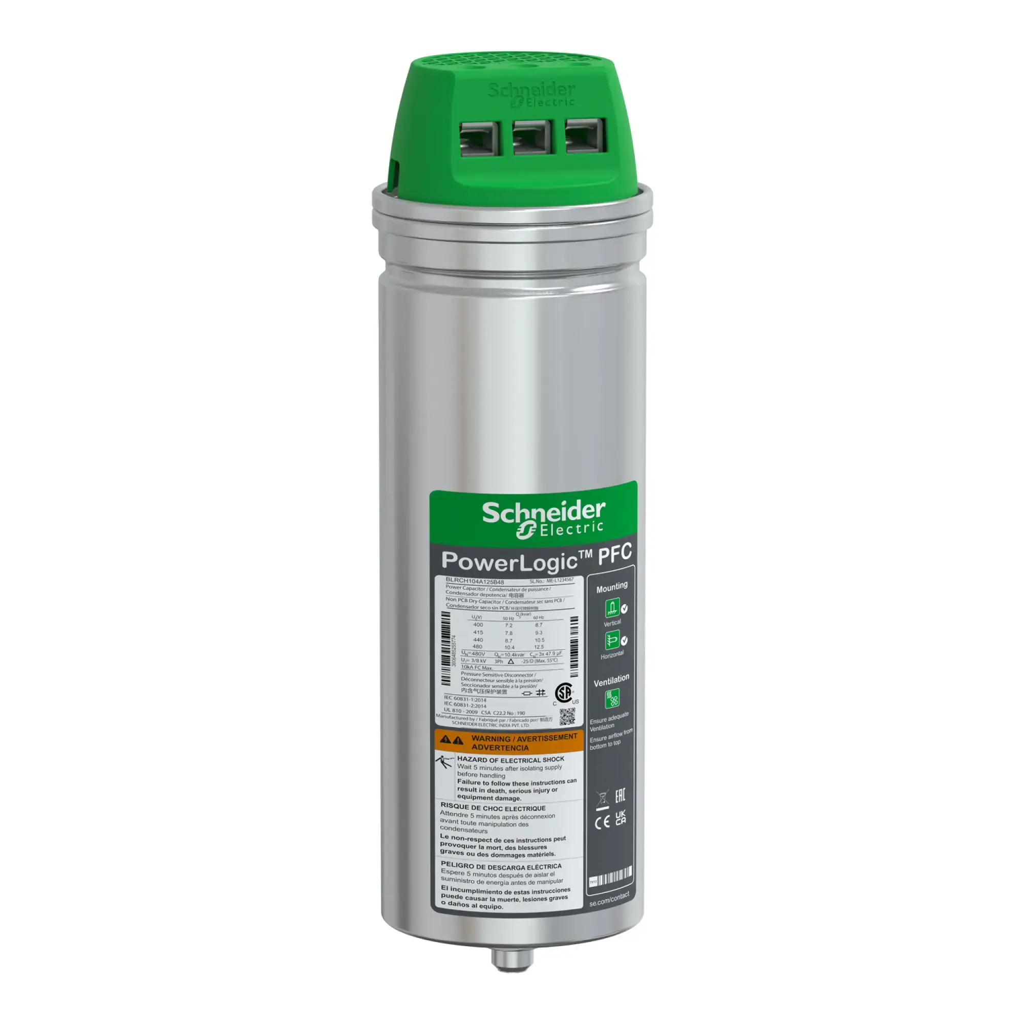 Schneider Electric BLRCH104A125B48 High-performance capacitor, PowerLogic PFC HD, 10.4/12.5kvar, 480V, 50/60Hz (img_002) Schneider Electric BLRCH104A125B48 High-performance capacitor, PowerLogic PFC HD, 10.4/12.5kvar, 480V, 50/60Hz (img_002)