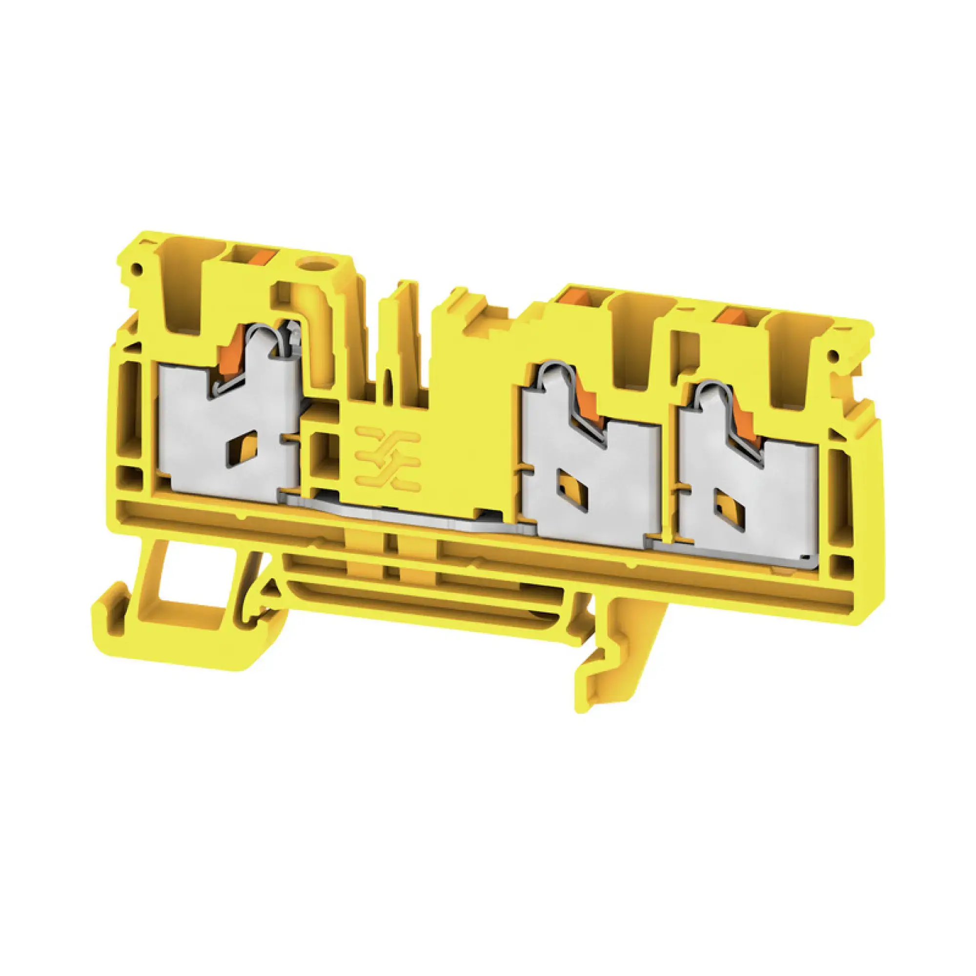 Weidmüller 3109550000 Feed-through terminal block, SNAP IN, yellow, 4 mm², 32 A, 1000 V, Number of connections: 3 S3C 4 YL (img_001)