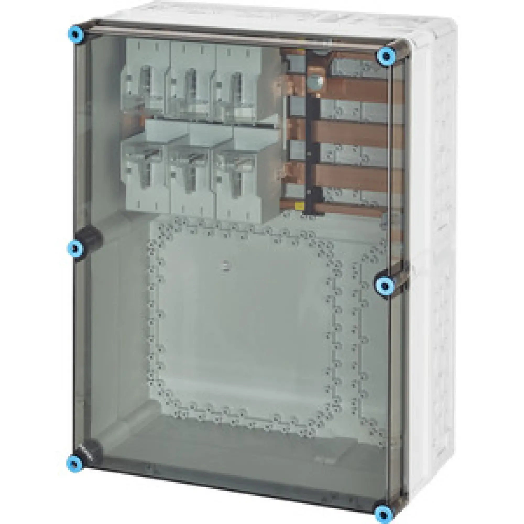 Hensel 20001430 Mi-NH-Sicherungsgehäuse 1xNH 2 3polig, Sammelschiene 630 A, 5polig Mi 6677 (img_001) Hensel 20001430 Mi-NH-Sicherungsgehäuse 1xNH 2 3polig, Sammelschiene 630 A, 5polig Mi 6677 (img_001)
