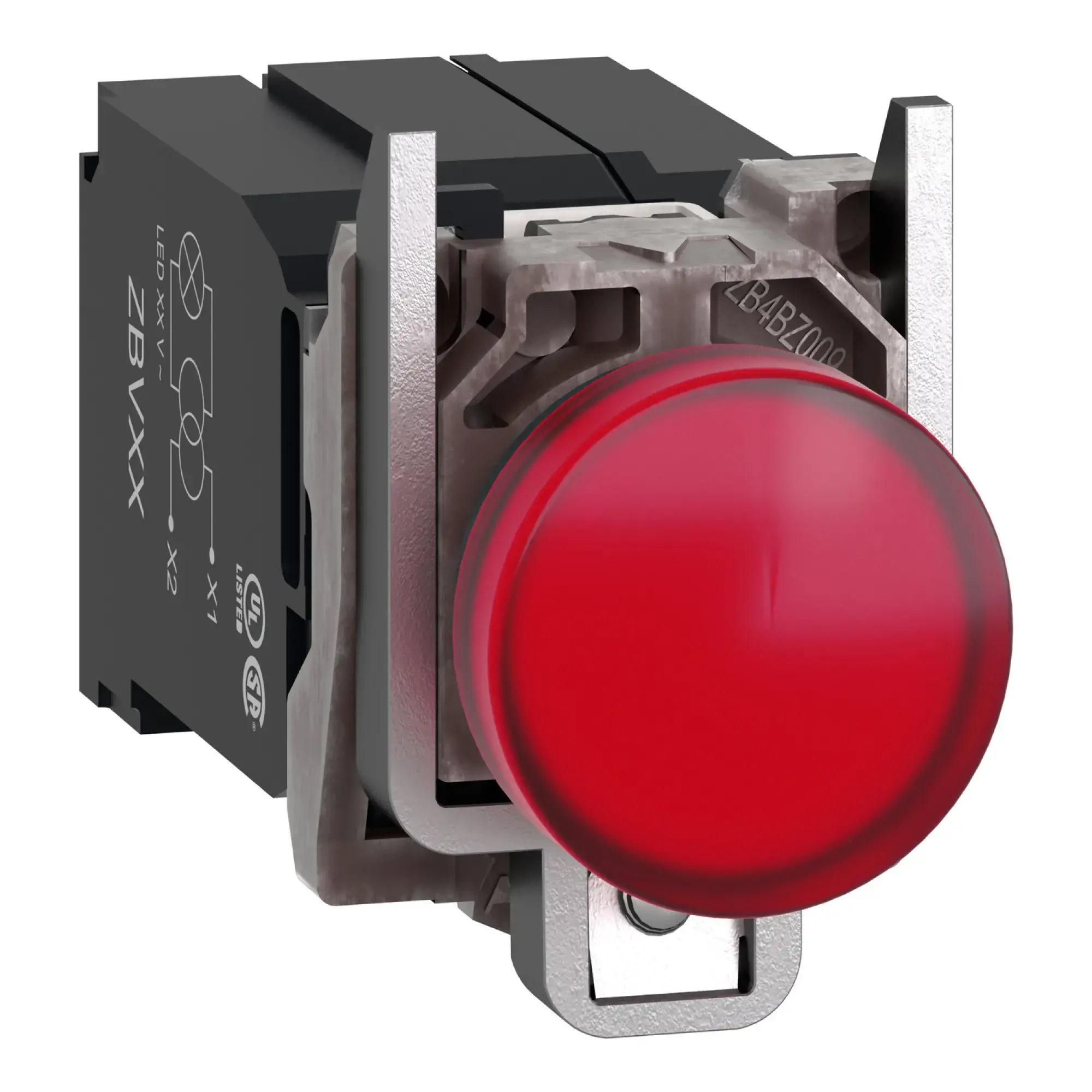 Schneider Electric XB4BV5B4 Pilot light, Harmony XB4, metal, 22mm, red, with transformer, incandescent bulb BA9s, smooth dome, screw terminal, 400V (img_010)