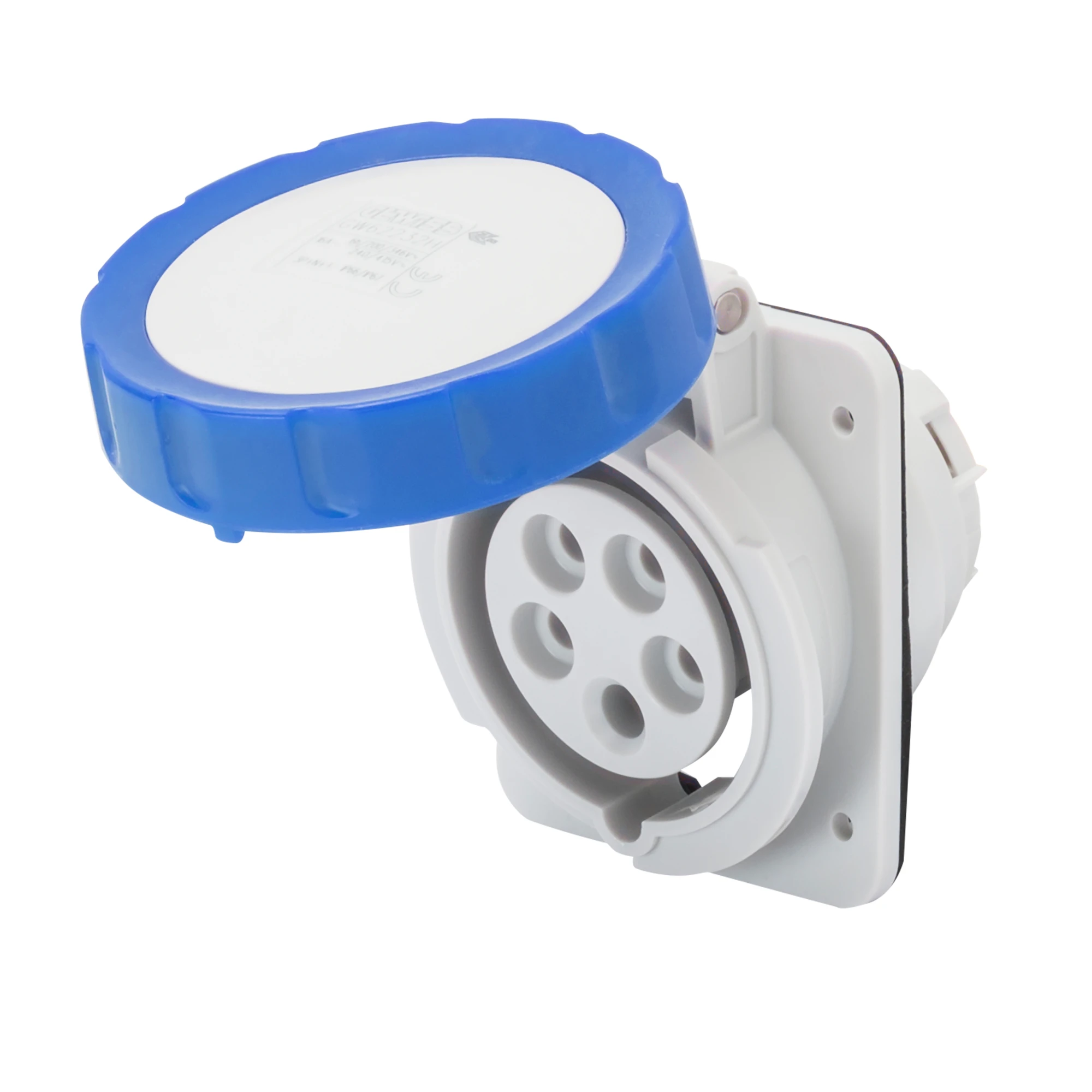GEWISS GW62240H 10° ANGLED FLUSH-MOUNTING SOCKET-OUTLET HP - IP66/IP67 - 3P+N+E 32A 200-250V 50/60HZ - BLUE - 9H - SCREW WIRING (img_001)