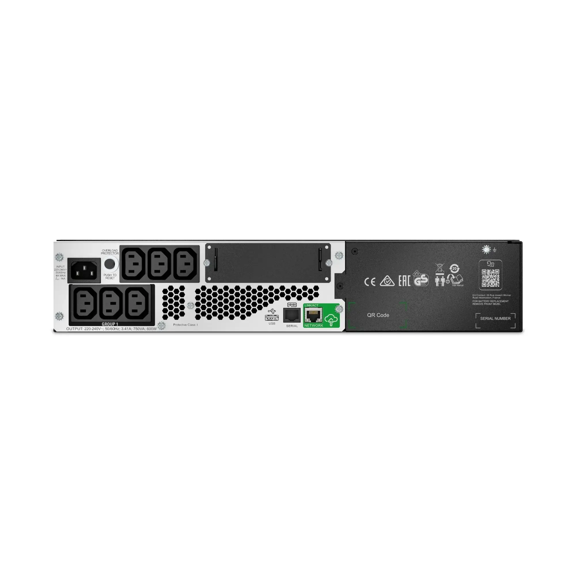 APC SMTL750RMI2UC Smart-UPS, Line Interactive, 750VA, Lithium-ion, Rack/Tower, 2HE, 230V, 6 IEC 13-Ausgänge, SmartConnect-Port+SmartSlot, kurze Tiefe, AVR, LCD (img_001)
