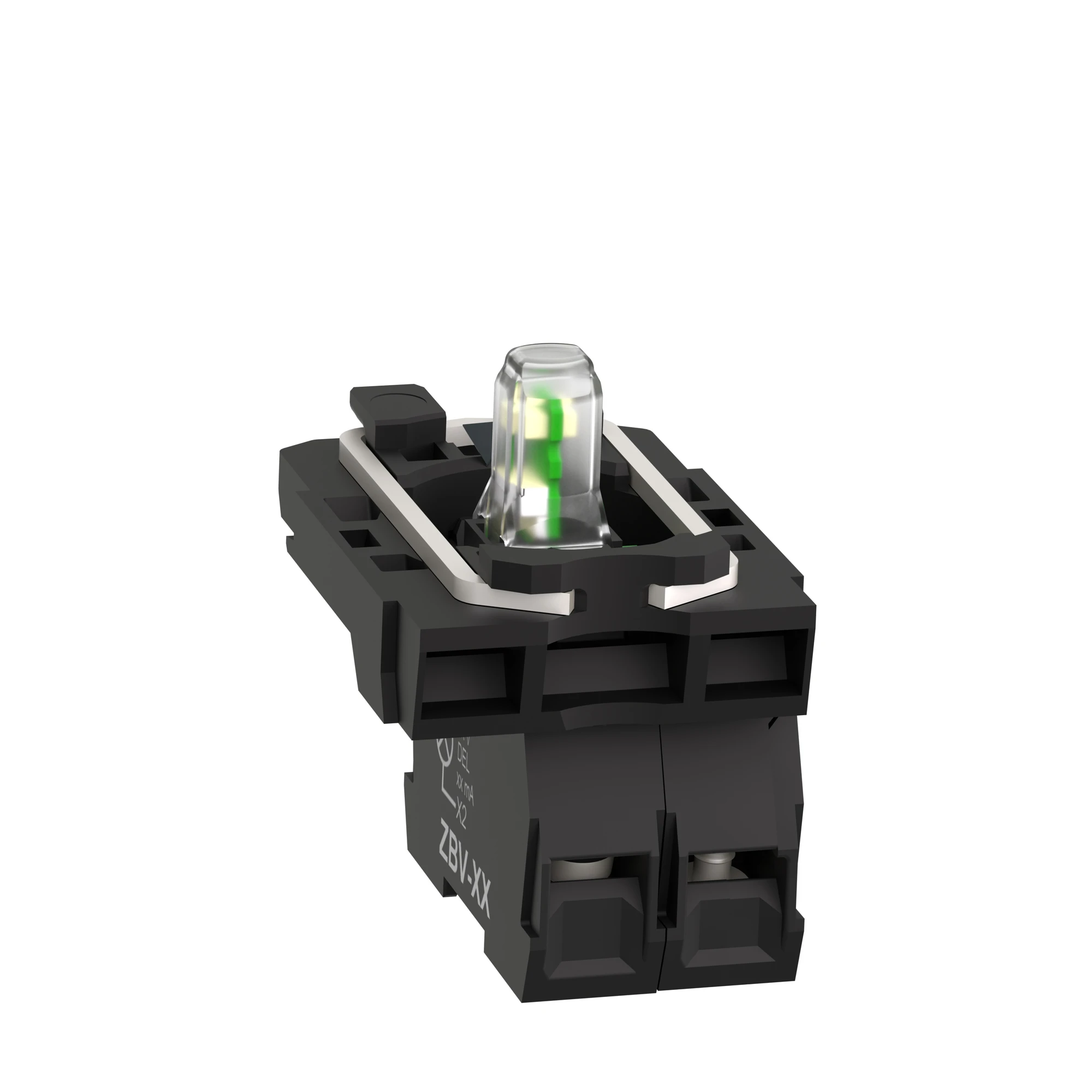Schneider Electric ZB5AW0M11 Auxiliary Contact Block, Harmony XB5, Plastic, White, Universal LED, with Mounting Flange, 1S, 230-240V AC (img_008)