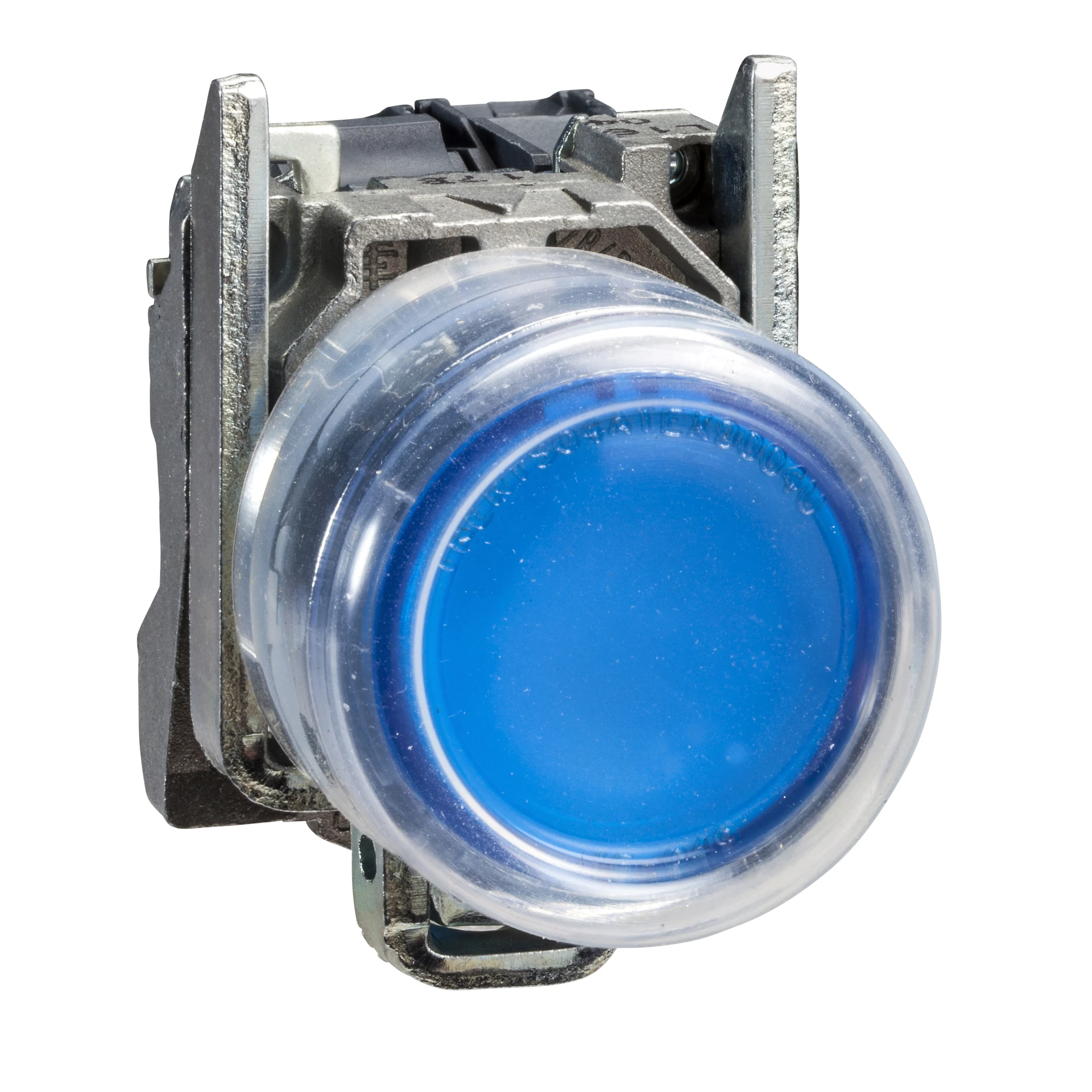 Schneider Electric XB4BP683B5EX Illuminated pushbutton, Harmony XB4, metal, 22mm, blue, unlabelled, momentary, with protective cover, 1S, 24-120V ACDC, ATEX (img_001)