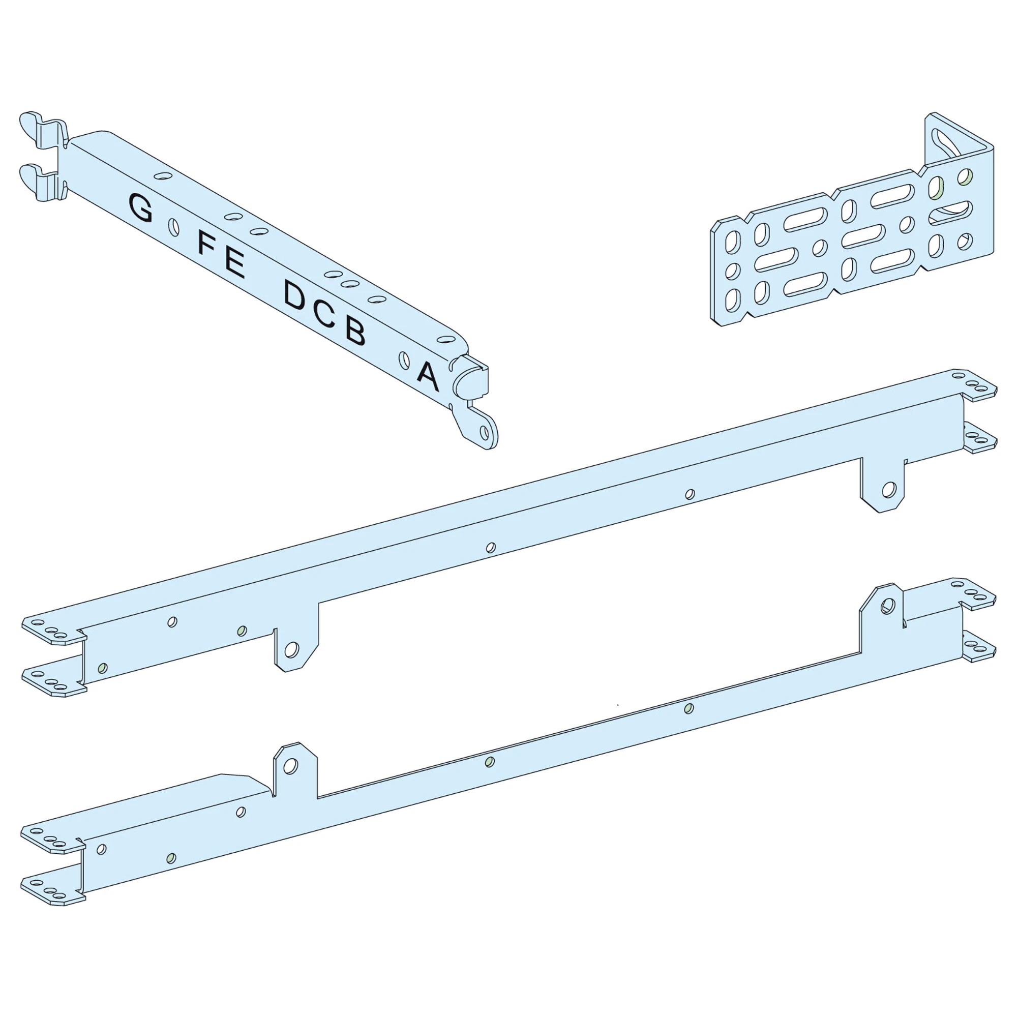 Schneider Electric LVS03457 PrismaSeT-P, Mounting plate, for network switching,ComPacT NSX400-630,Motor drive,horizontal,Width=650mm,Height=10Modules (img_001)