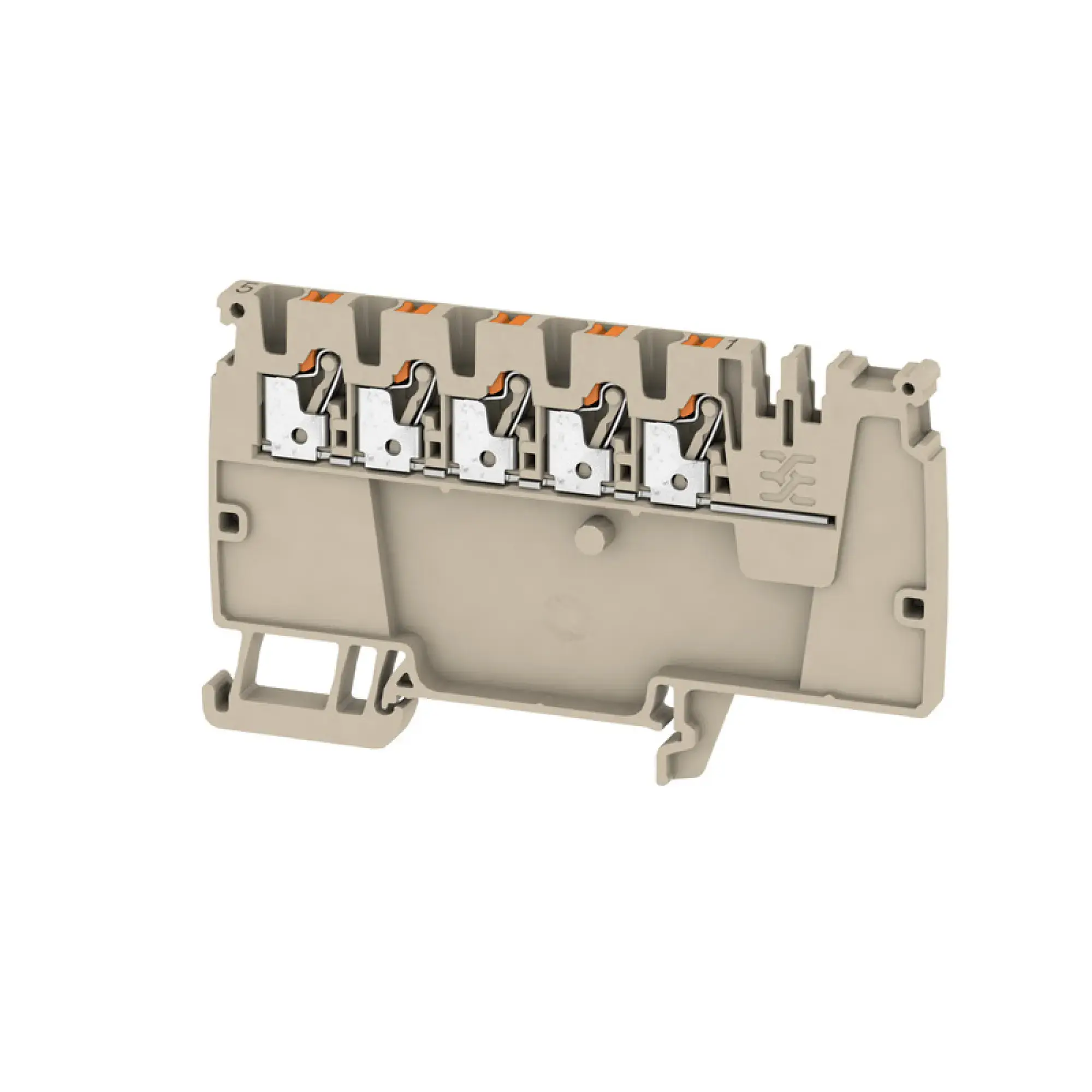 Weidmüller 2503880000 Supply terminal, PUSH IN, dark beige, 2.5 mm², 24 A, 800 V, Number of connections: 5, Number of levels: 1, TS 35, V-0, Wemid (img_001)