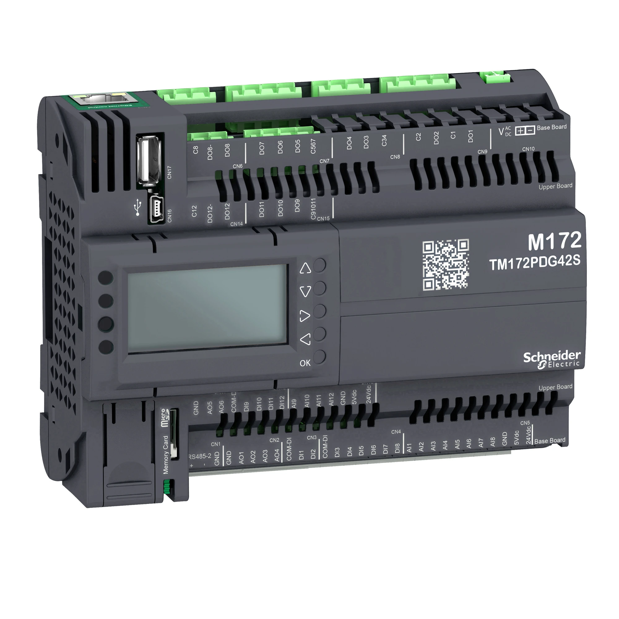 Schneider Electric TM172PDG42S PLC control, Modicon M172 Performance, display, 42 I/O, Ethernet, Modbus, BACnet, web visualization, 24 VAC/DC, 2 SSR (img_001)