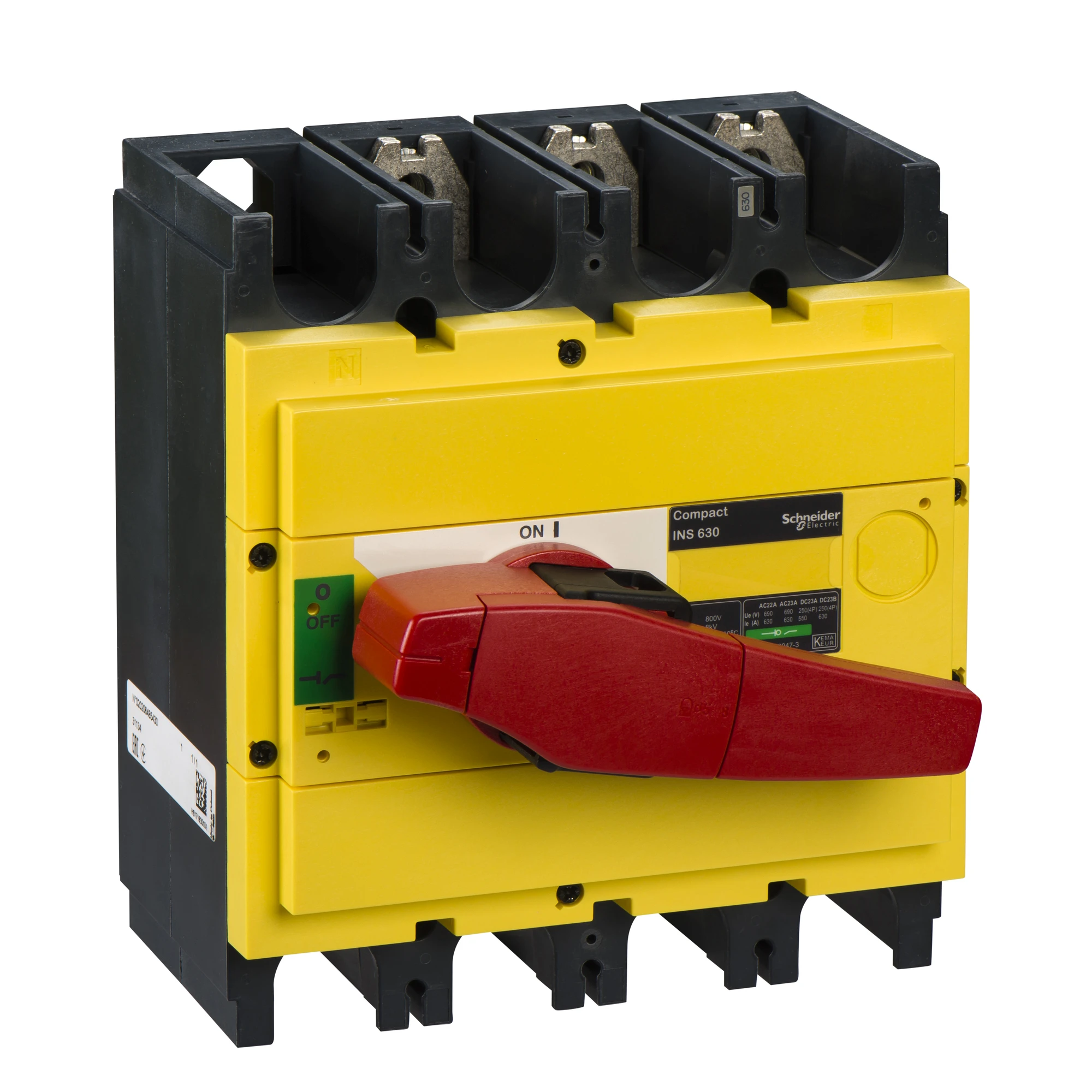 Schneider Electric 31134 Load disconnect switch INS630, 3P, 630A/690V AC/250V DC, rotary drive red/yellow base (img_001) Schneider Electric 31134 Load disconnect switch INS630, 3P, 630A/690V AC/250V DC, rotary drive red/yellow base (img_001)