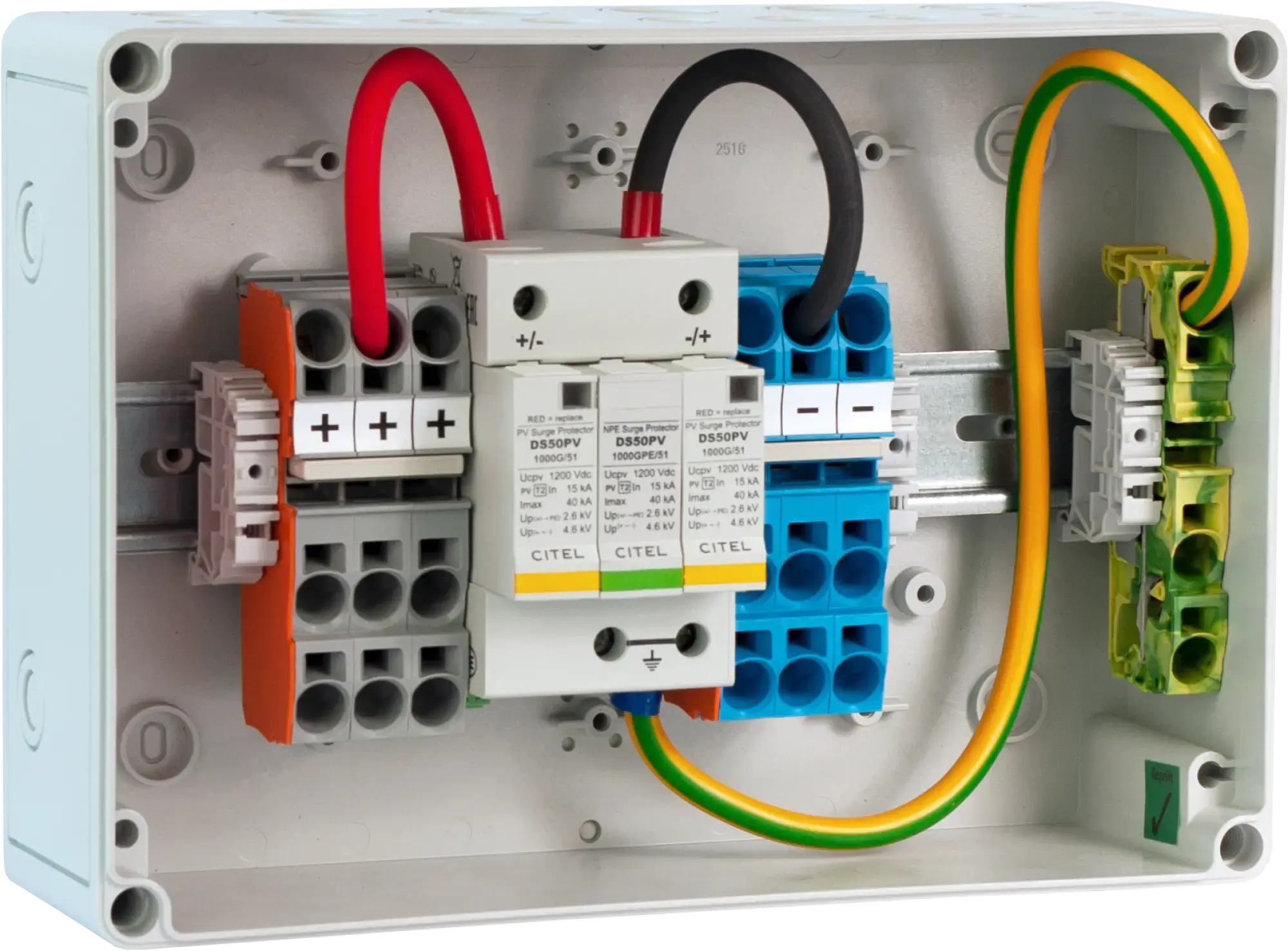 Citel 158106 Generatoranschlusskasten mit SPD Typ 2, 1200 VDC, 1-MPPT, 4 Strings (img_001) Citel 158106 Generatoranschlusskasten mit SPD Typ 2, 1200 VDC, 1-MPPT, 4 Strings (img_001)
