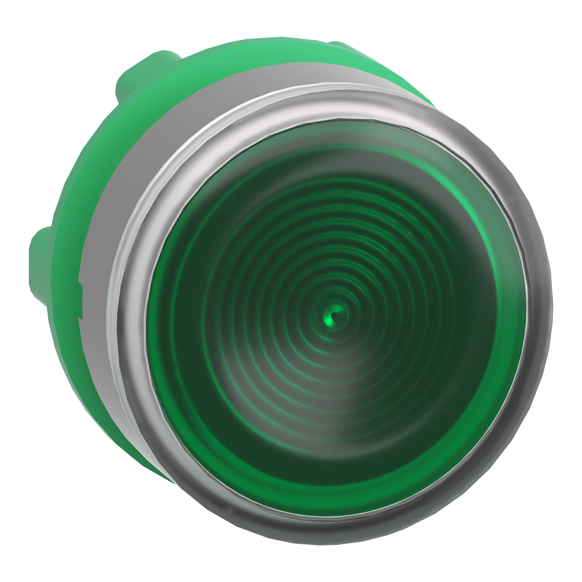 Schneider Electric ZB5AW333SC0 Illuminated push button, front element, Harmony XB5, plastic, 22mm, light grey, green, for universal LED, ribbed dome (img_001)