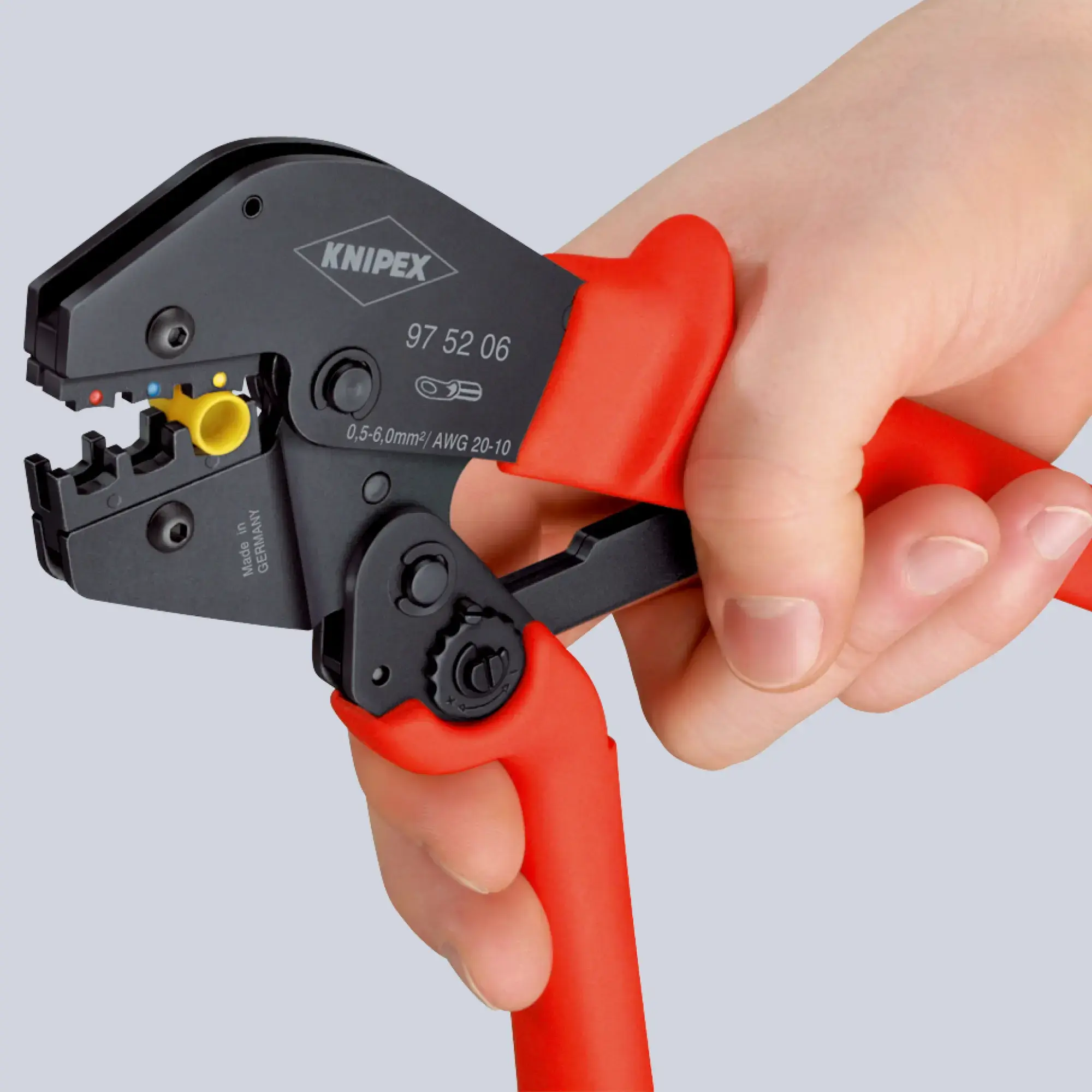 Knipex 97 52 08 Pince à sertir également pour prise à deux mains avec gaines en plastique antidérapantes brunie 250 mm (img_005)