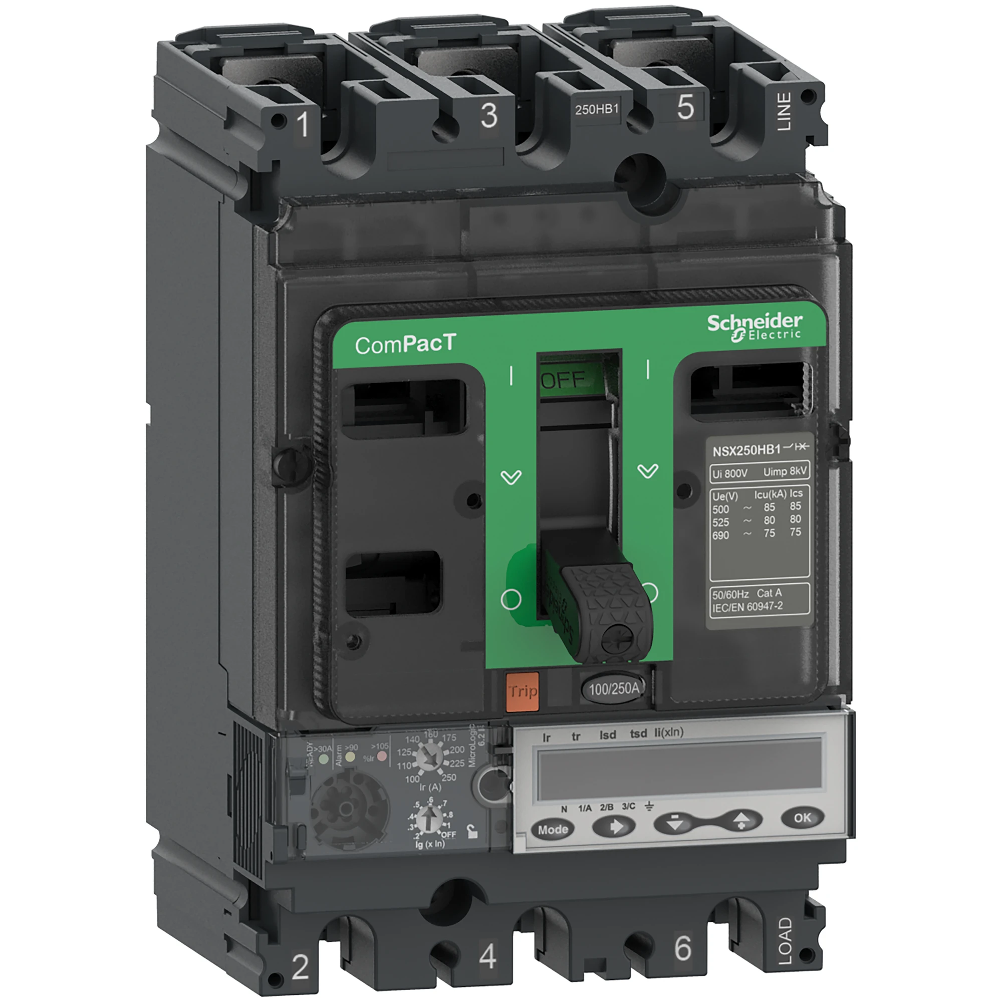 Schneider Electric C10V36E100 Compact circuit breaker ComPacT NSX100HB1 with Micrologic 6.2 E 3P3D 100 A, 75kA/690V AC (img_001) Schneider Electric C10V36E100 Compact circuit breaker ComPacT NSX100HB1 with Micrologic 6.2 E 3P3D 100 A, 75kA/690V AC (img_001)