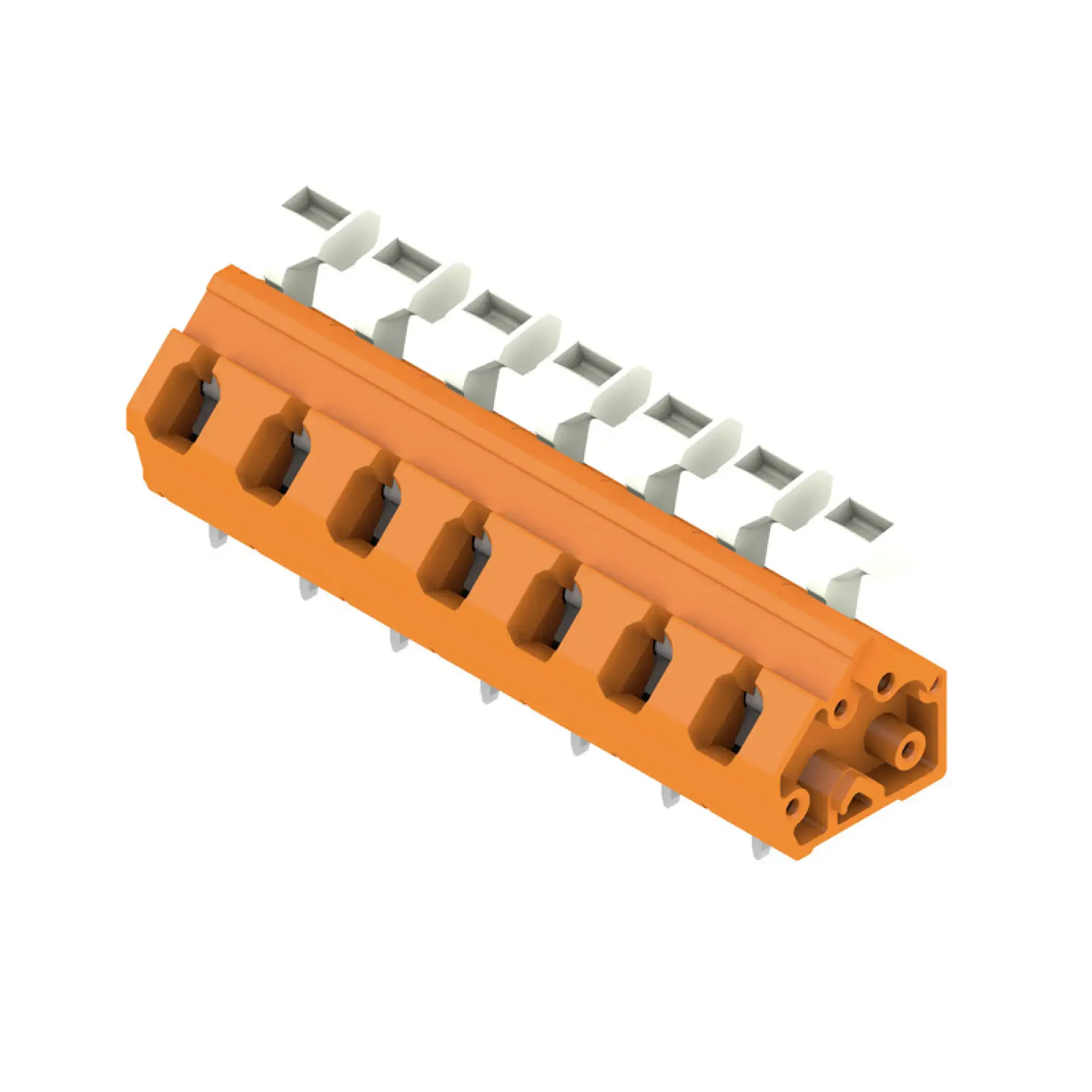 Weidmüller 1953060000 PCB terminal, 800 V, 24 A, Pitch in mm: 7.50, 2.5 mm², Number of poles: 7, Tension clamp connection with actuator, THT solder connection, 135°, Box (img_001)