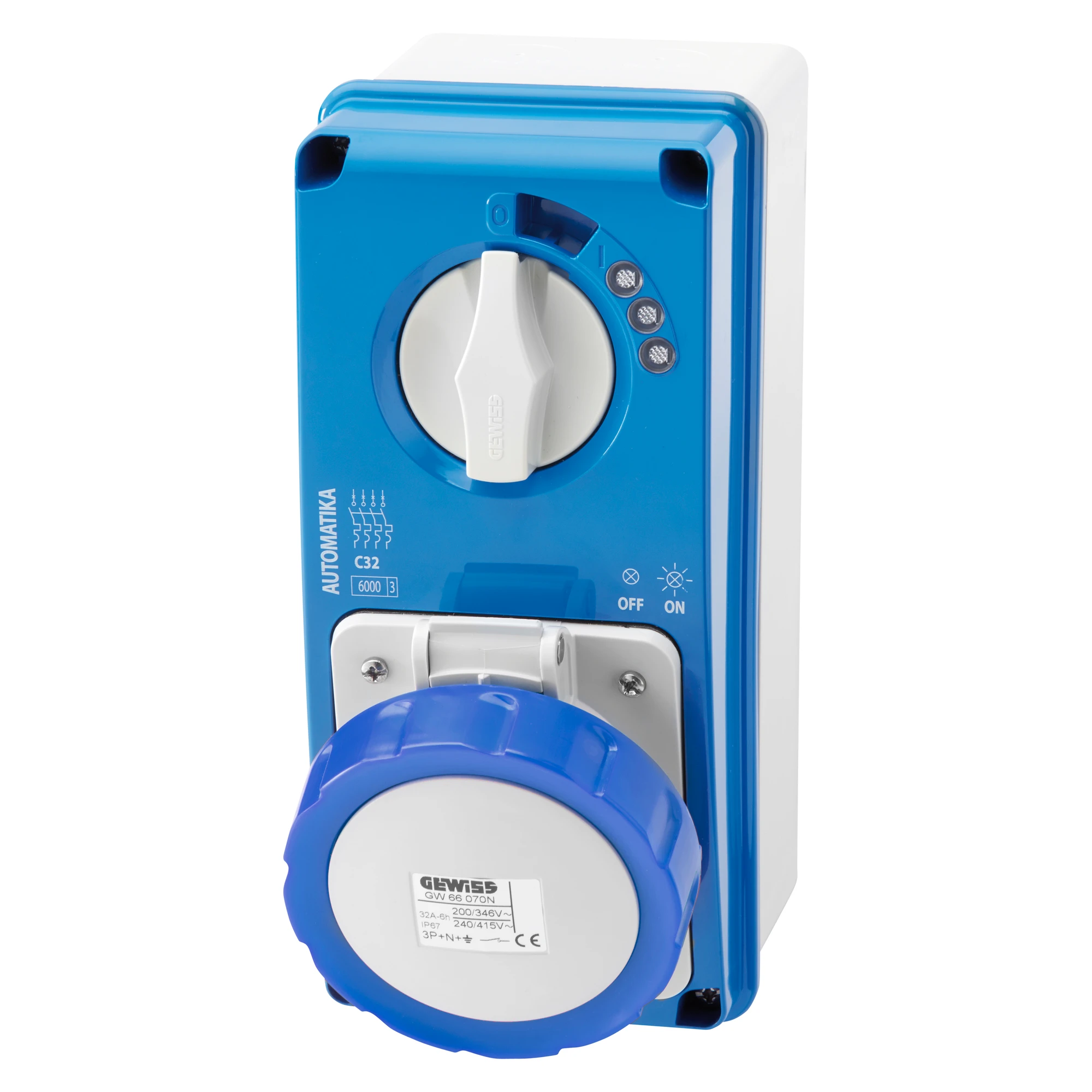 GEWISS GW66054N IEC Steckdose schaltbar/LS-Schalter senkrecht mit Gehaeuse 16A/3 pol. 230V IP67 (img_001) GEWISS GW66054N IEC Steckdose schaltbar/LS-Schalter senkrecht mit Gehaeuse 16A/3 pol. 230V IP67 (img_001)