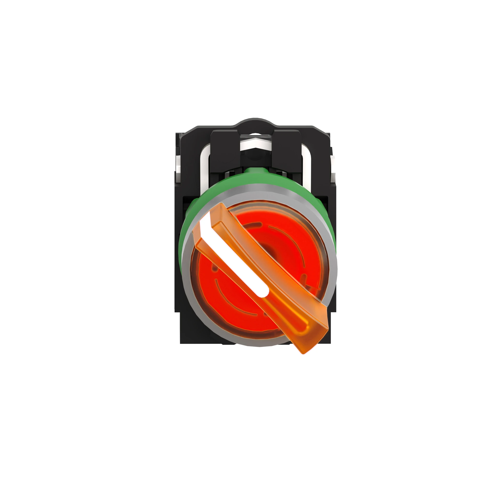 Schneider Electric XB5AK125M5C0 Illuminated selector switch, Harmony XB5, plastic, light gray, orange, 22mm, universal LED, 2 positions, 1NO + 1NC, 230-240V AC (img_005)