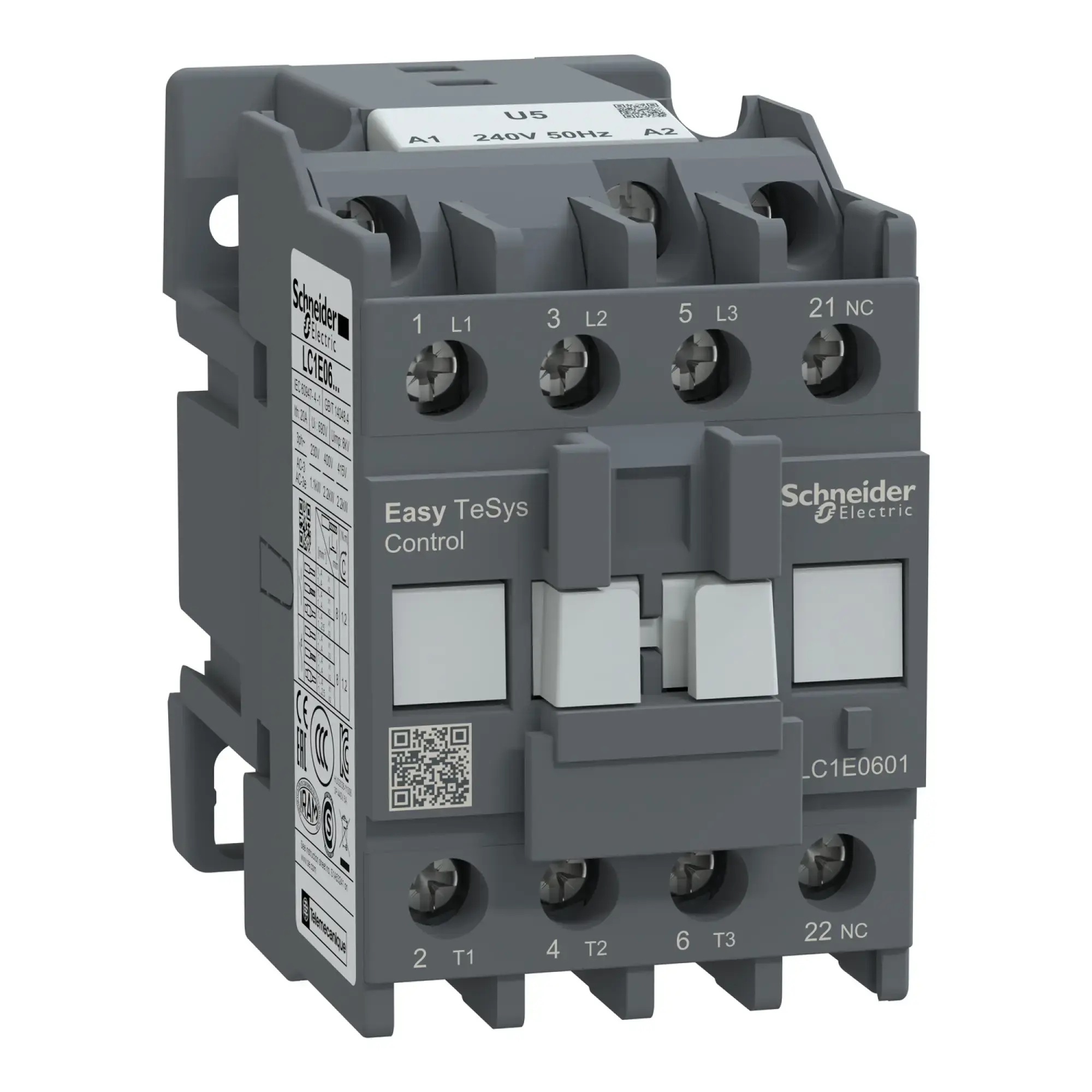 Schneider Electric LC1E0601U5 Easy TeSys Leistungsschütz 3P 6A 1NC 240V AC 50Hz (img_002)