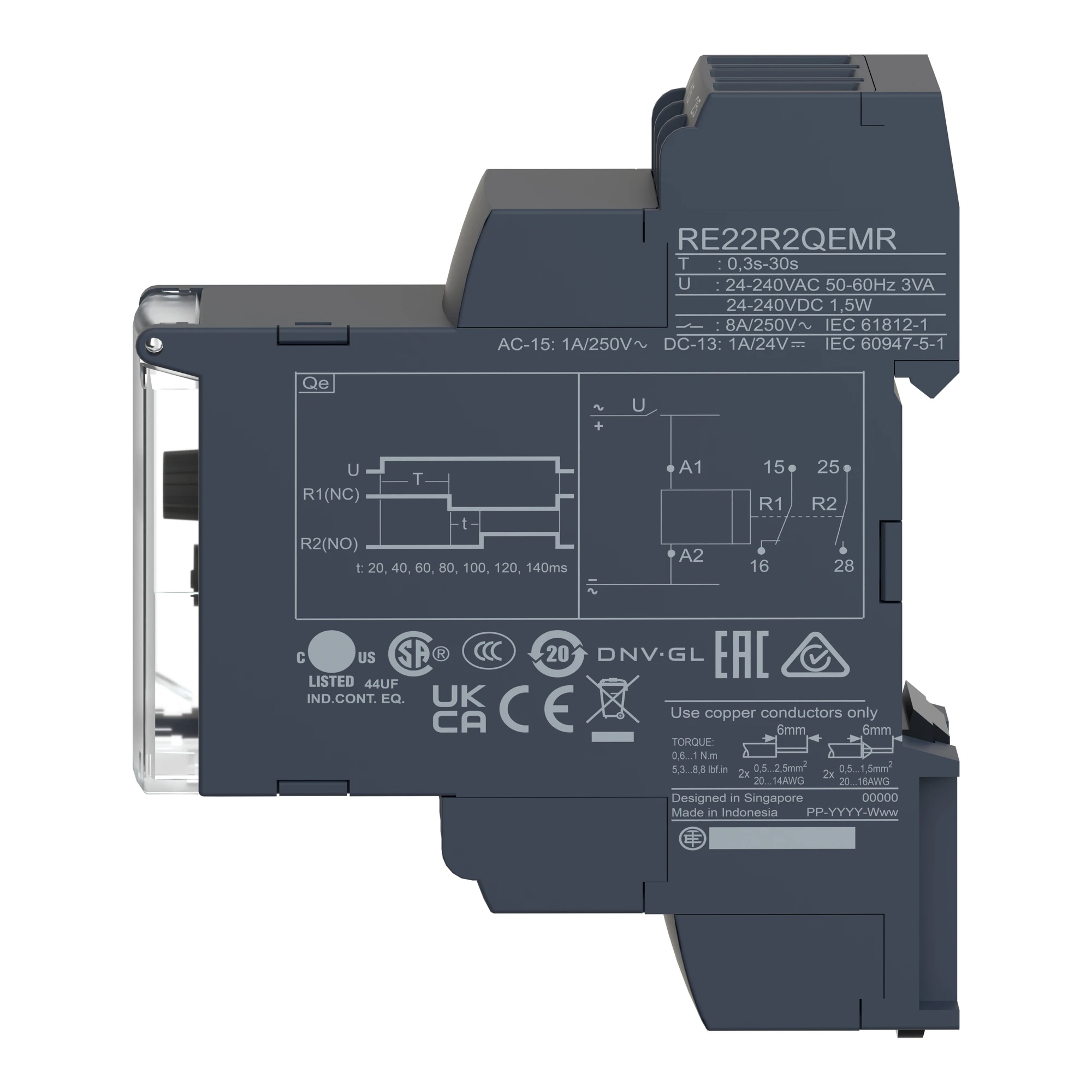 Schneider Electric RE22R2QEMR Time relay for star-delta starters, 0.3 s-30 s, 24-240VAC/DC, 1NO 1NC (img_006) Schneider Electric RE22R2QEMR Time relay for star-delta starters, 0.3 s-30 s, 24-240VAC/DC, 1NO 1NC (img_006)