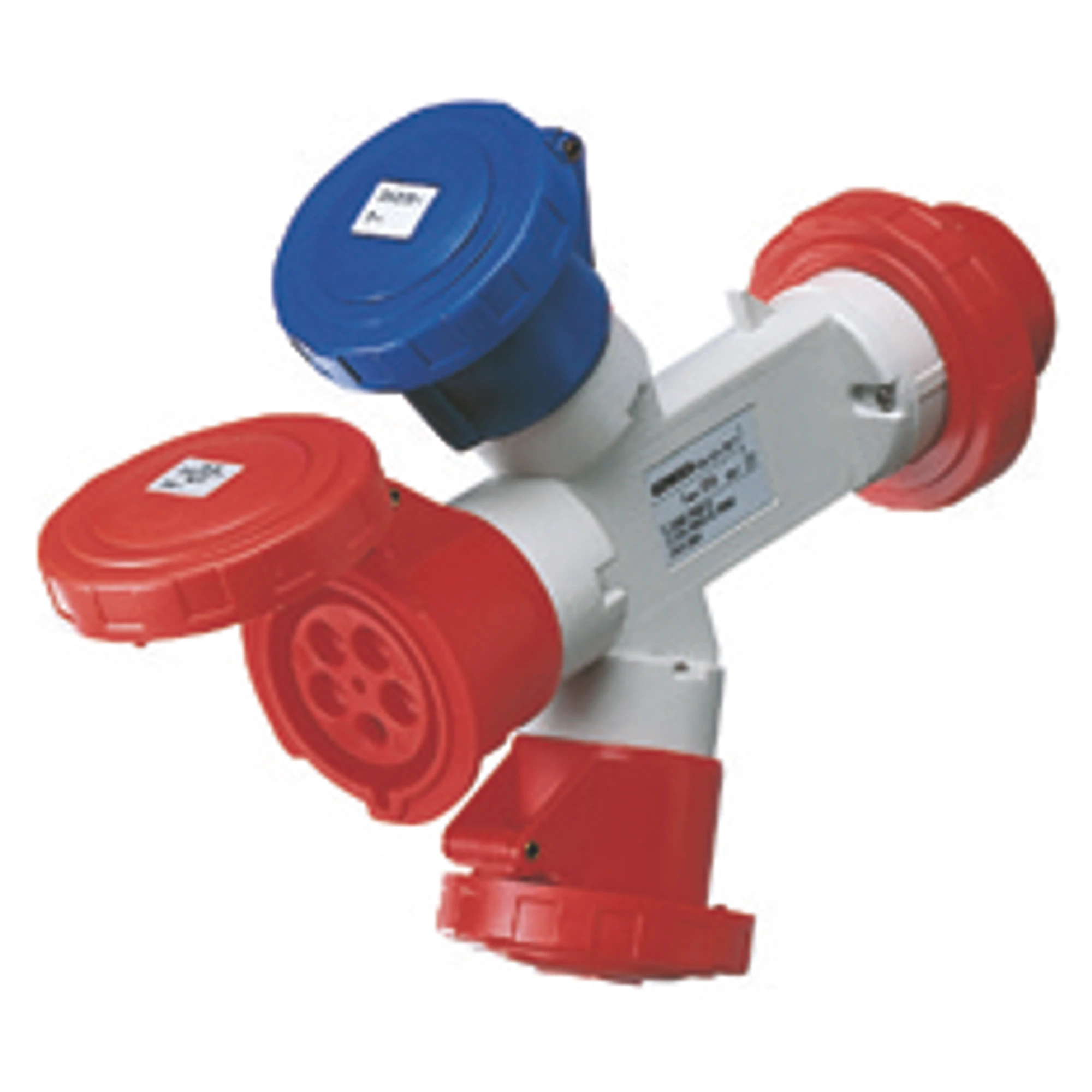 GEWISS GW64061 MULTIPLE-SOCKET ADAPTOR IP67 - PLUG 3P+N+E 32A 400V ac 50/60HZ - 1 SOCKET-OUTLET 2P+E 32A 230V ac + 1 3P+E 32A 400V ac + 1 3P+N+E 32A 400V ac (img_001)