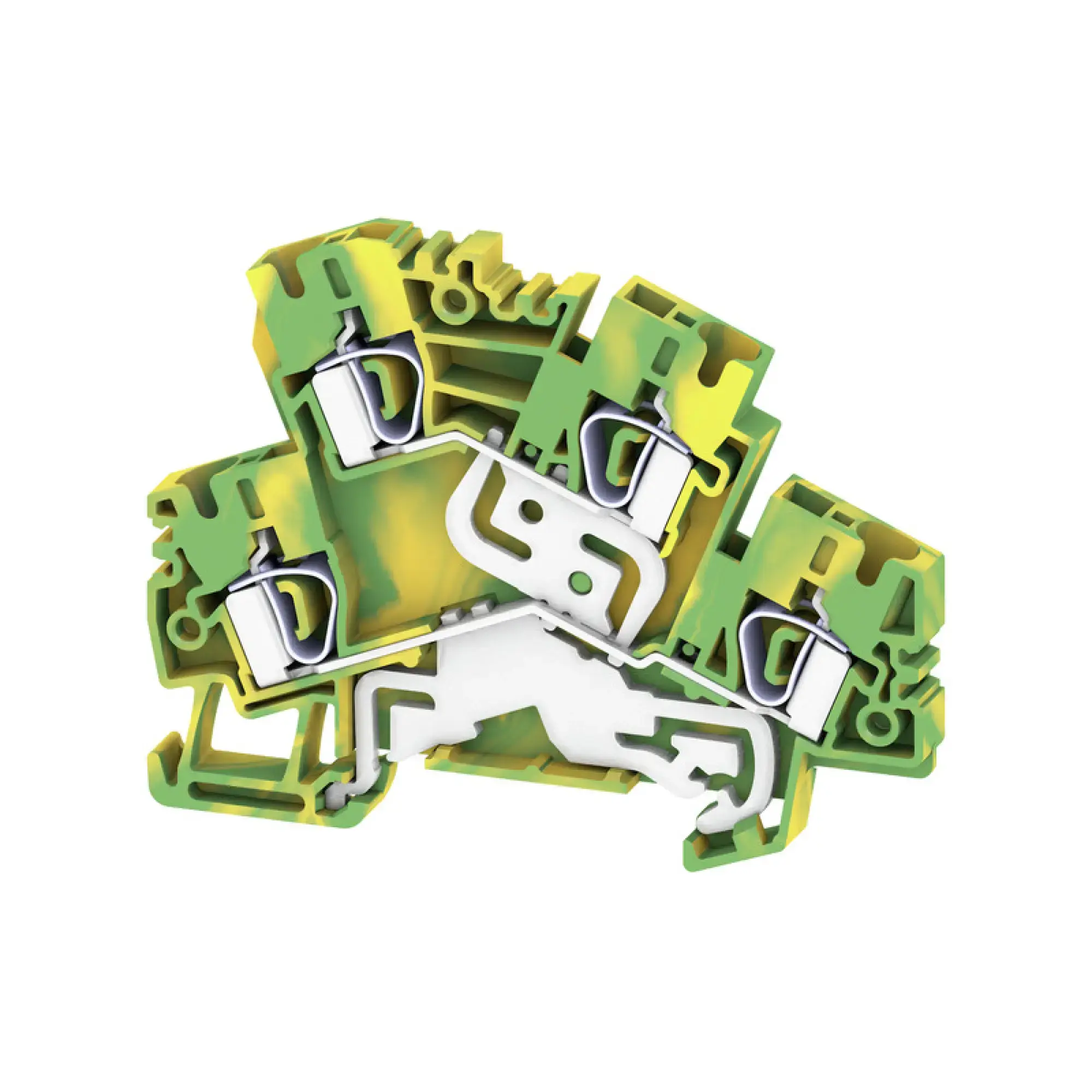 Weidmüller 8671050000 Multi-tier PE terminal, Tension-clamp connection, Green/yellow, 4 mm², 800 V, Number of connections: 4, Number of levels: 2, V-0, Wemid (img_001)