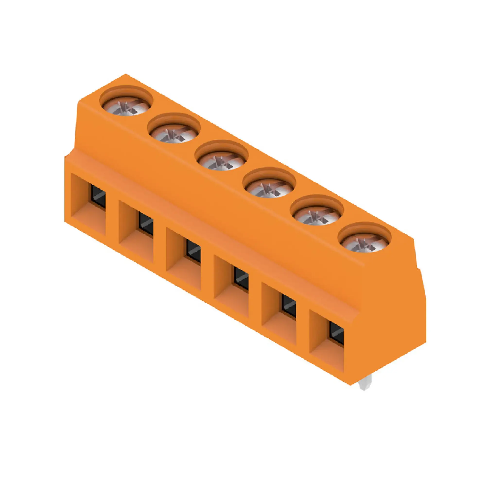 Weidmüller 1912570000 PCB terminal, 320 V, 17.5 A, Pitch in mm: 5.08, 1.5 mm², Number of poles: 6, Clamping yoke connection, THT solder connection, 90°, Box (img_001)