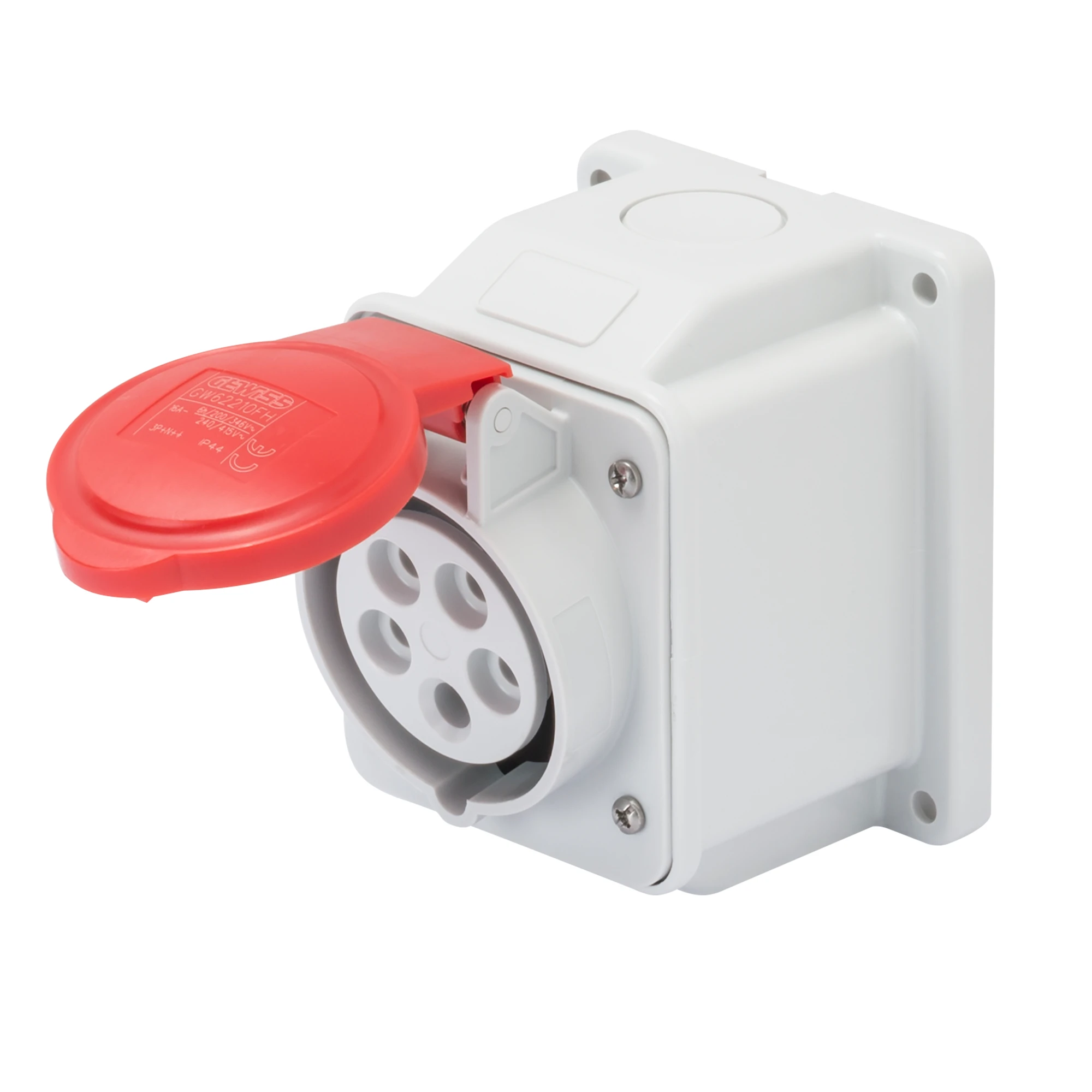 GEWISS GW62409 10° ANGLED SURFACE-MOUNTING SOCKET-OUTLET - IP44 - 3P+N+E 16A 380-415V 50/60HZ - RED - 6H - SCREW WIRING (img_001) GEWISS GW62409 10° ANGLED SURFACE-MOUNTING SOCKET-OUTLET - IP44 - 3P+N+E 16A 380-415V 50/60HZ - RED - 6H - SCREW WIRING (img_001)