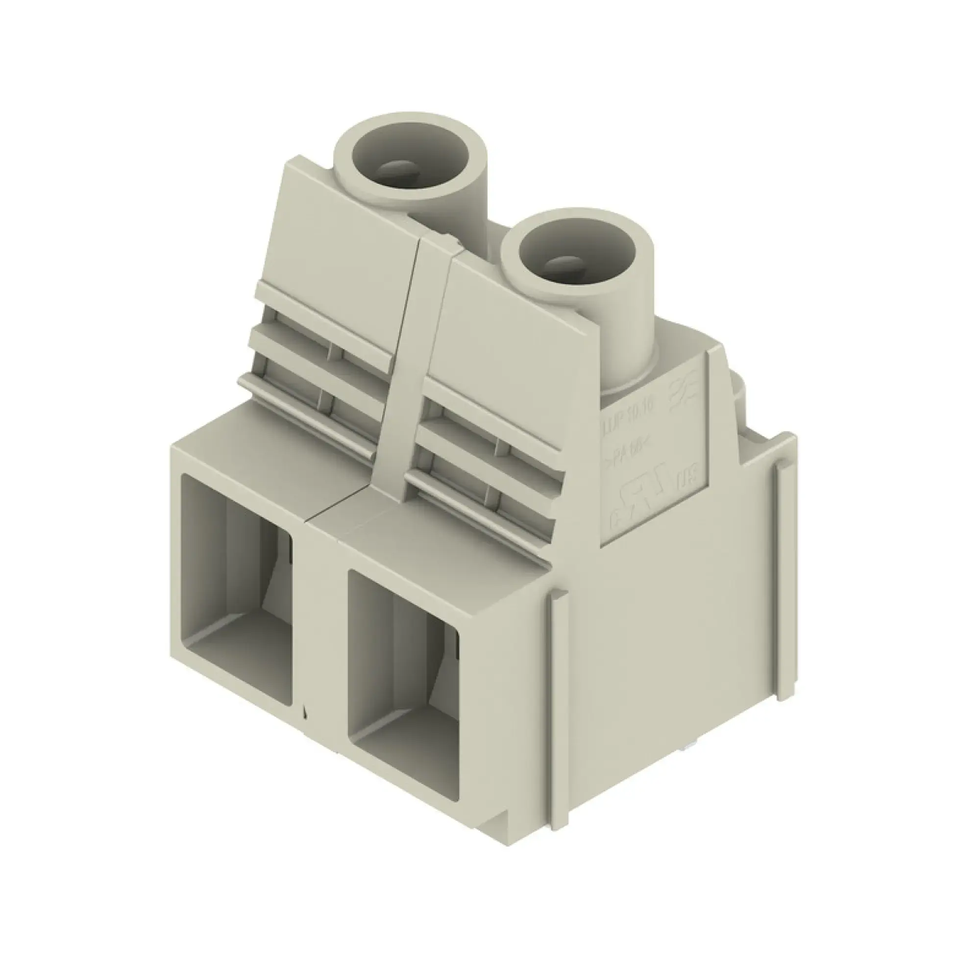Weidmüller 2015140000 PCB terminal, 1000 V, 76 A, Pitch in mm: 12.70, 16 mm², Number of poles: 2, Clamping yoke connection, THT solder connection, 90°, Box (img_001)