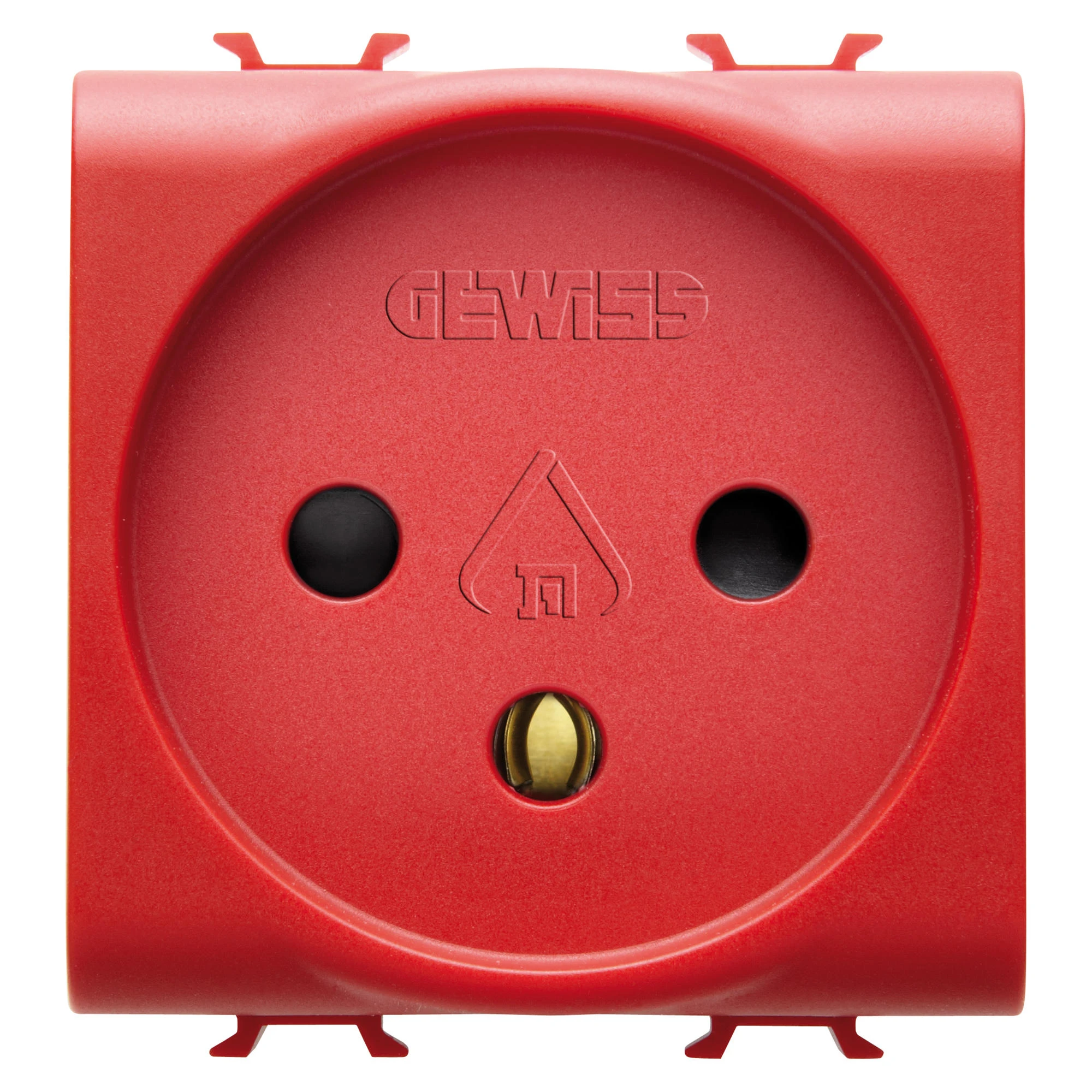 GEWISS GW10291 ISRAELI STANDARD SOCKET-OUTLET FOR DEDICATED LINES 250V ac - 2P+E 16A - 2 MODULES - RED - CHORUSMART (img_001)
