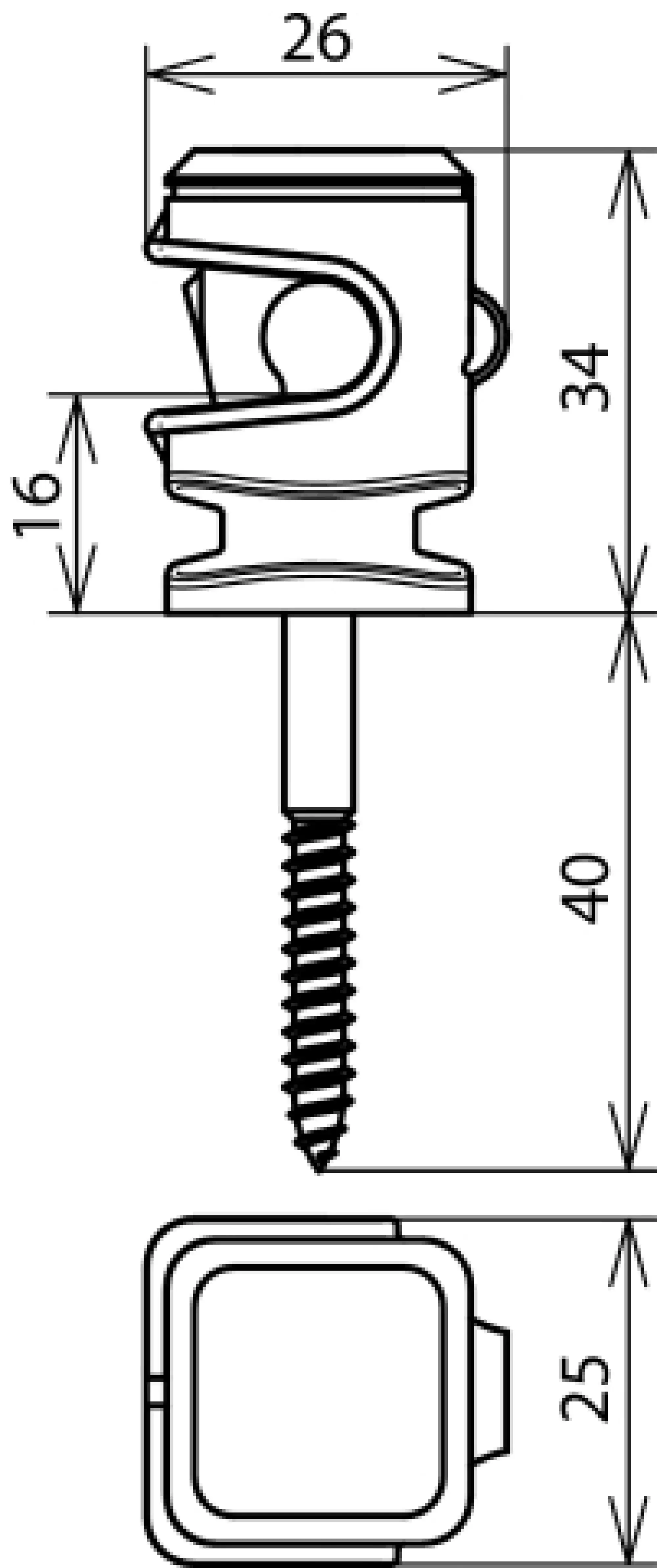 Dehn 204006 Conductor holder DEHNsnap plastic grey H 16mm f. Rd 8mm w. threaded wood screw (img_002)