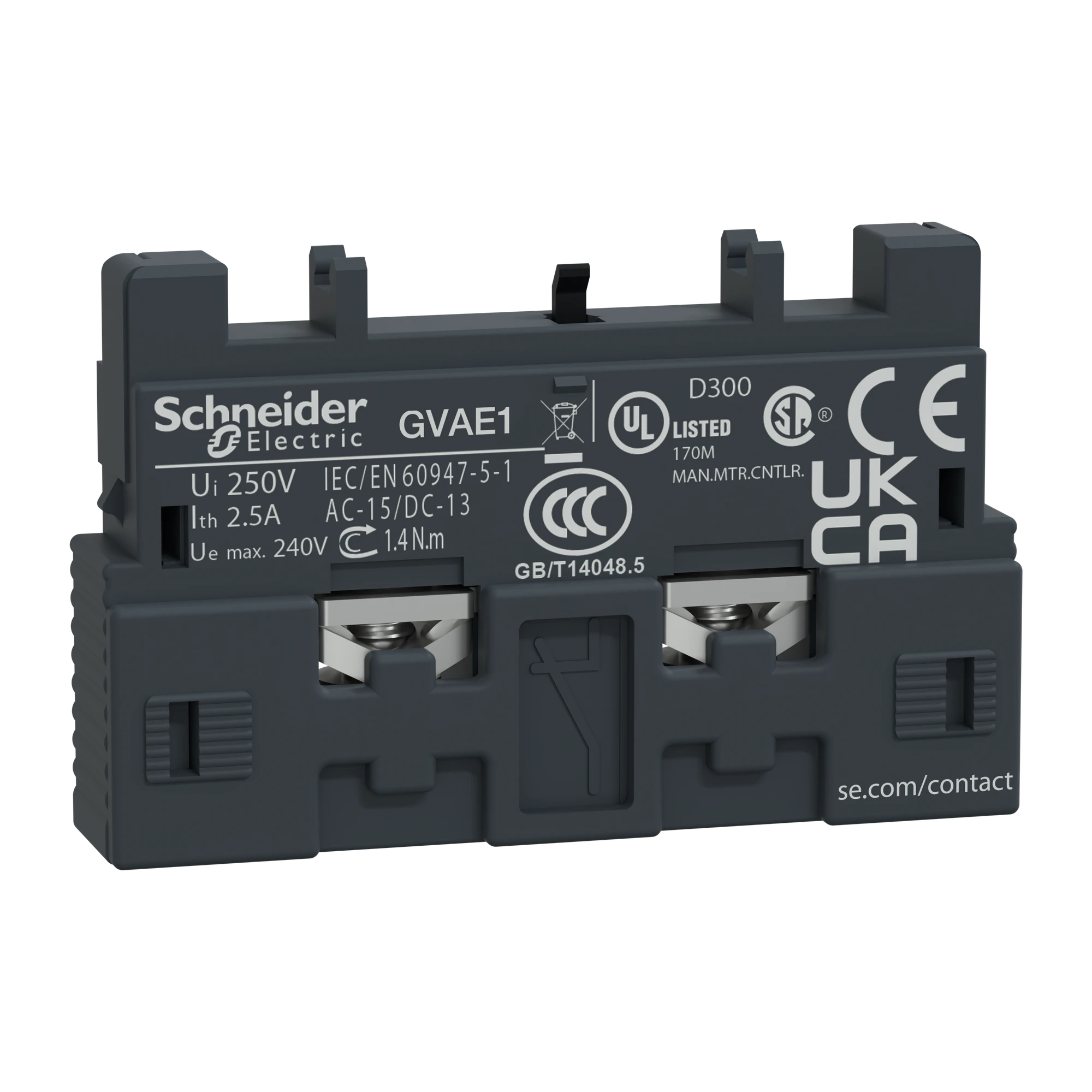 Schneider Electric GVAE1TQ Auxiliary switch, 1NO+1NC, Front (img_001) Schneider Electric GVAE1TQ Auxiliary switch, 1NO+1NC, Front (img_001)