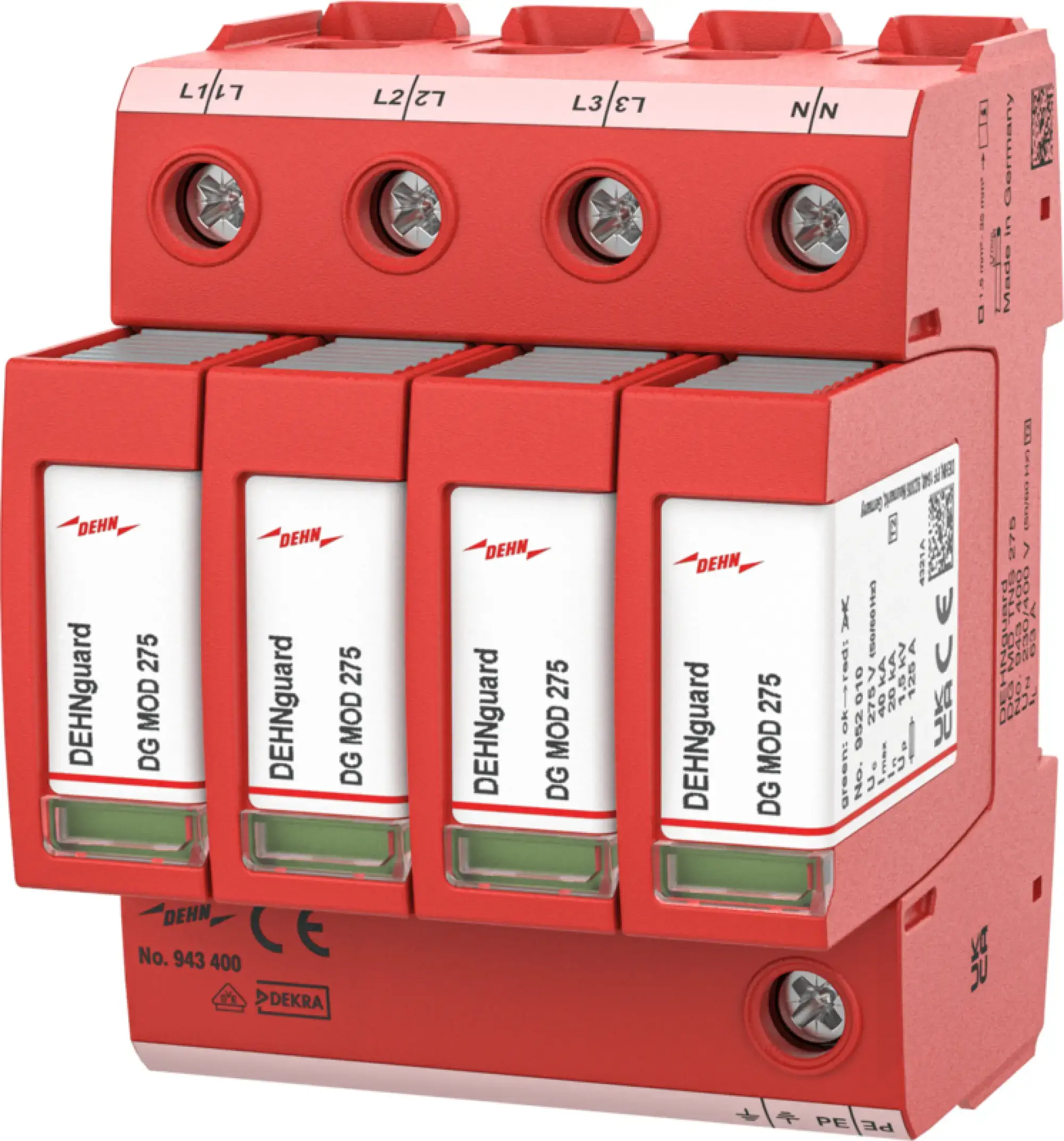 Dehn 943400 Ueberspannungsableiter Typ 2 DEHNguard MD 4-polig fuer TN-S-Systeme (img_001) Dehn 943400 Ueberspannungsableiter Typ 2 DEHNguard MD 4-polig fuer TN-S-Systeme (img_001)